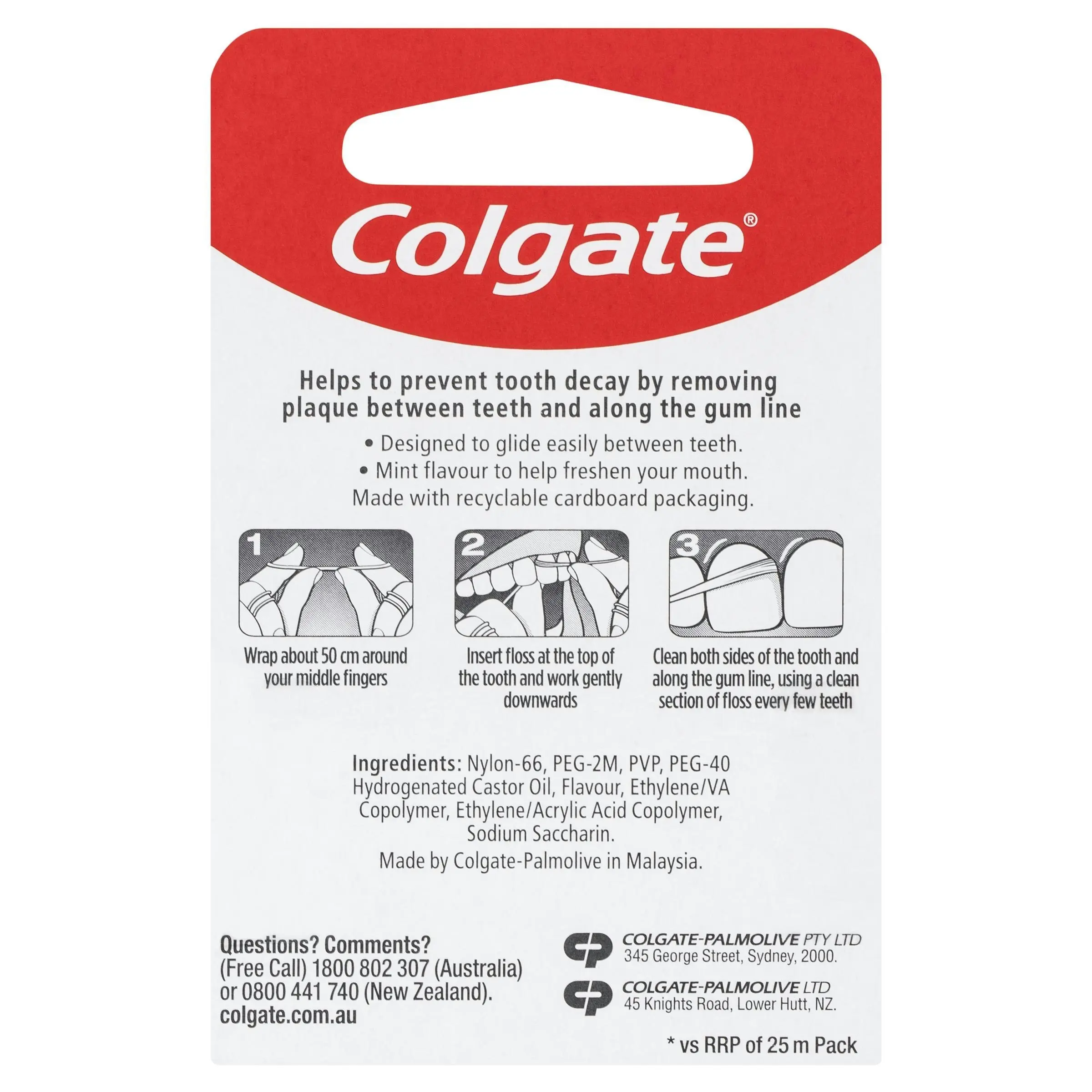 Colgate Dental Floss Total Mint Waxed 100m