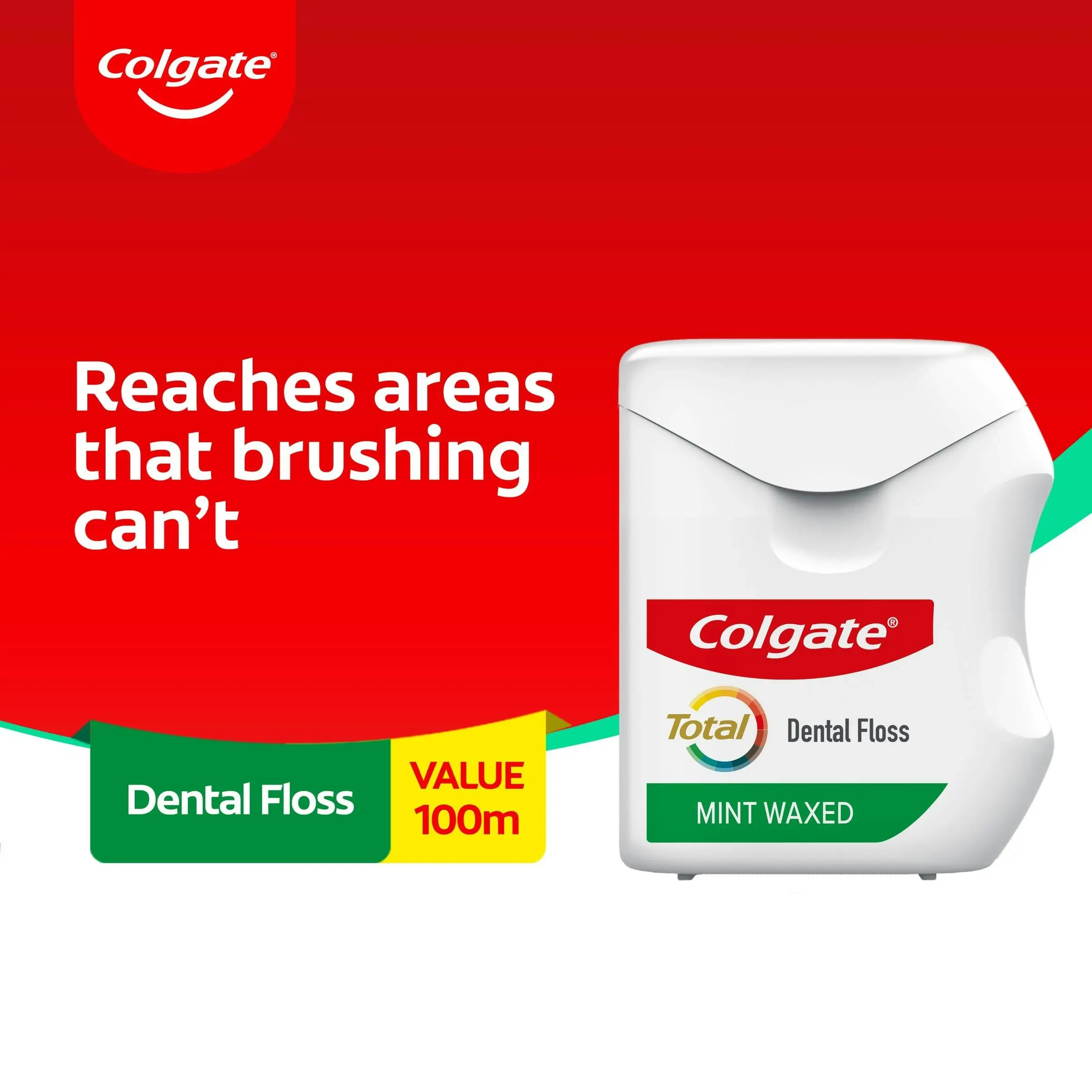 Colgate Dental Floss Total Mint Waxed 100m