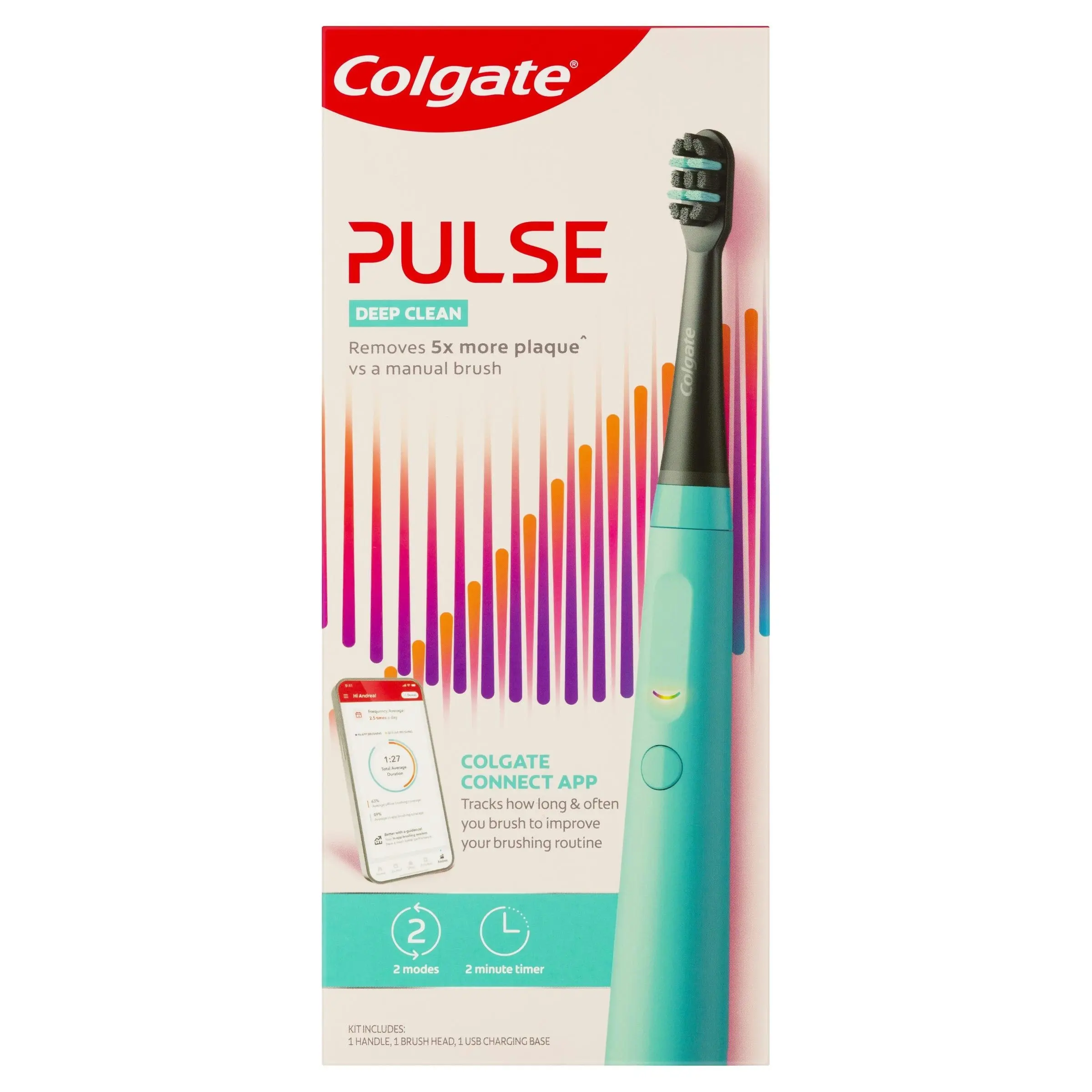 Colgate Pulse Rechargeable Deep Clean Electric Toothbrush, 1 Pack with Refill Head