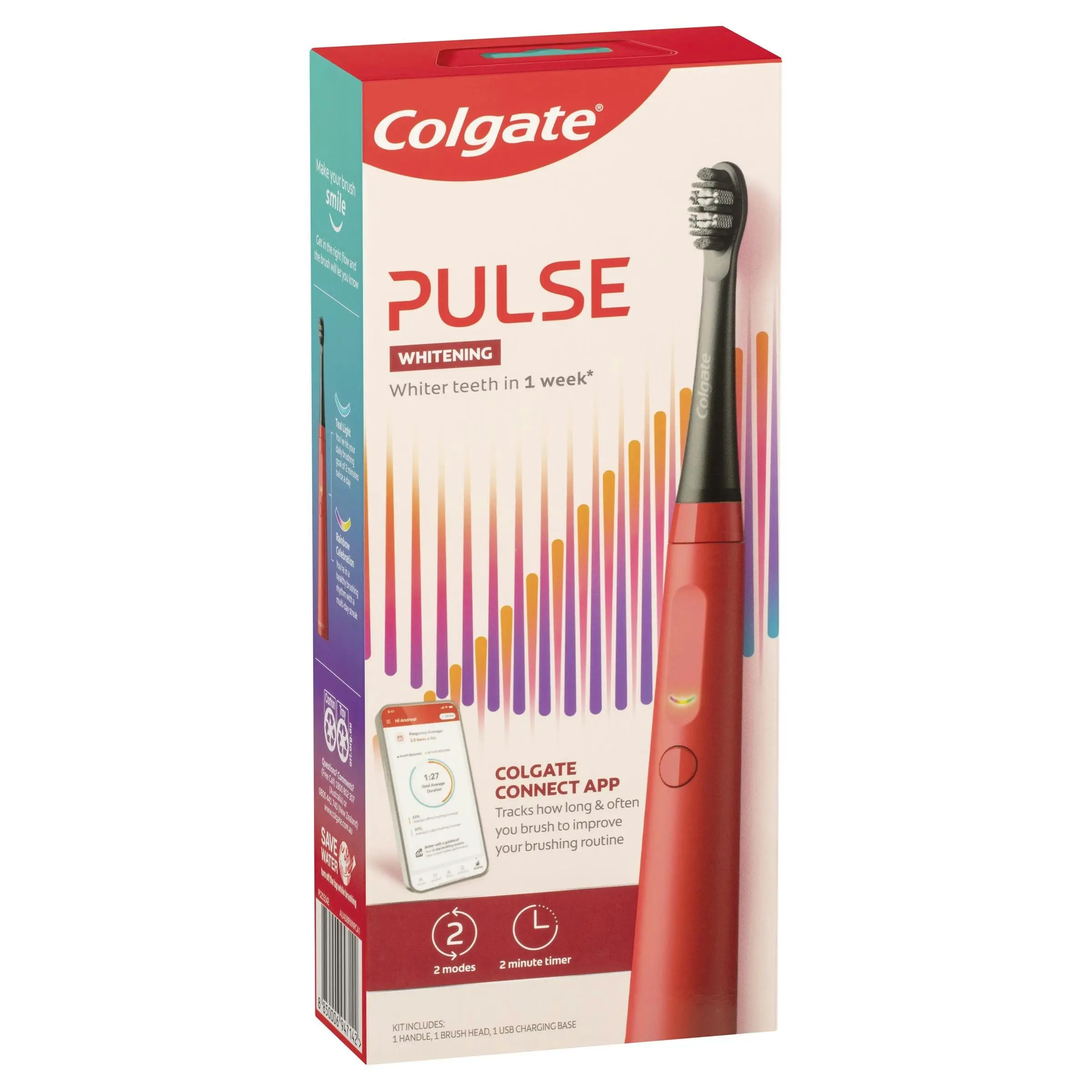 Colgate Pulse Series 1 Connected Rechargeable Whitening Electric Toothbrush, 1 Pack with Refill Head