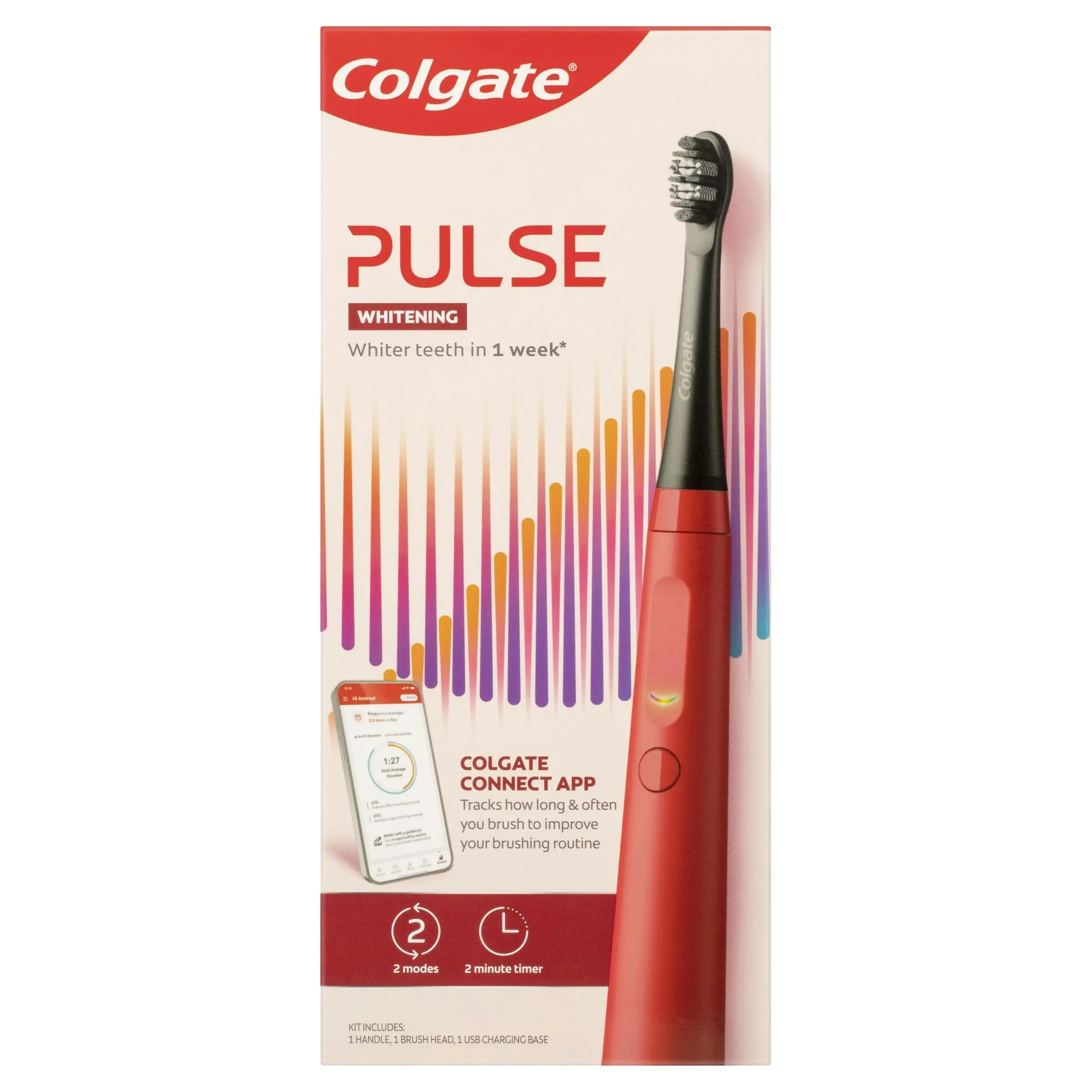 Colgate Pulse Series 1 Connected Rechargeable Whitening Electric Toothbrush, 1 Pack with Refill Head