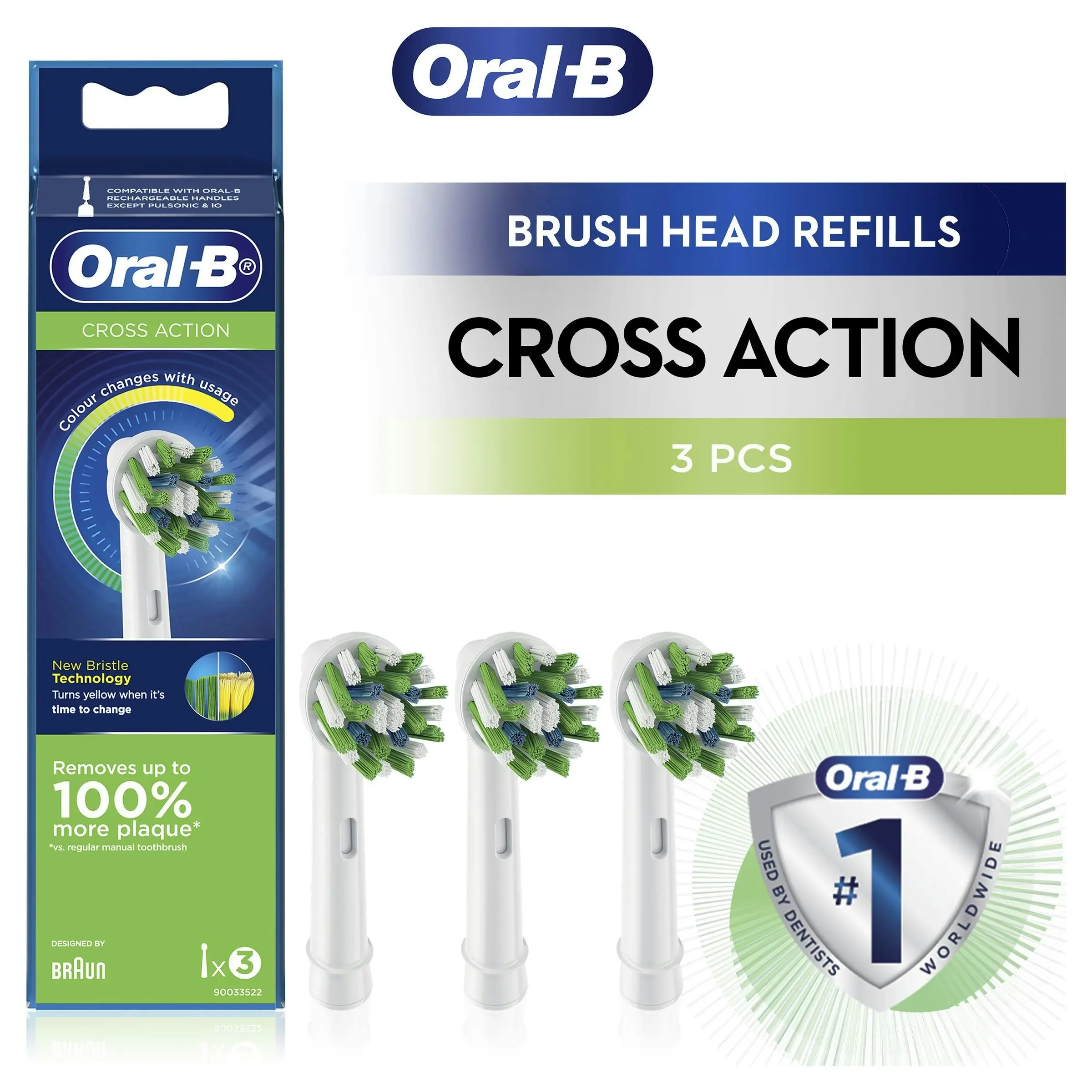 Oral B Cross Action Replacement Brush Heads 3 Count