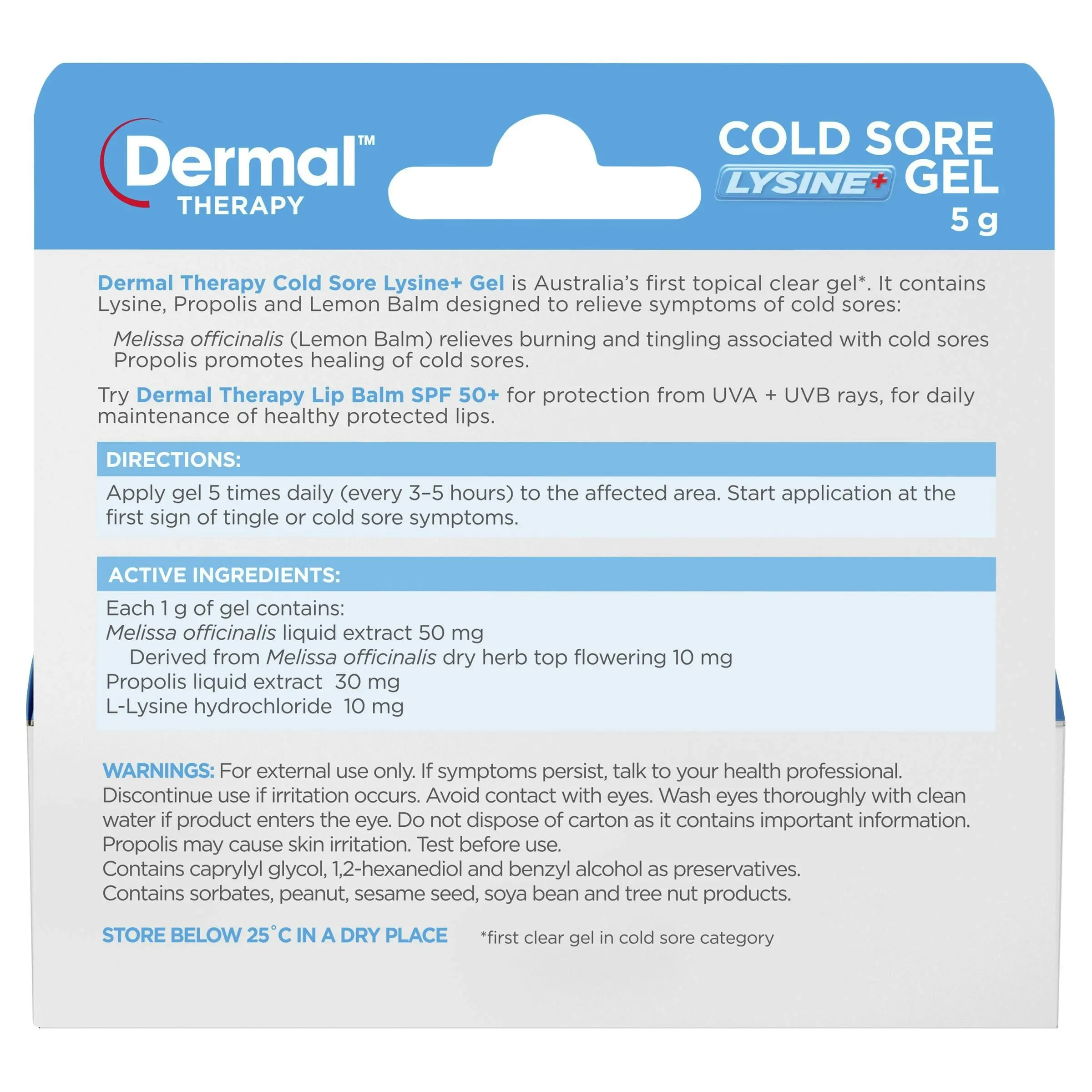 Dermal Therapy Cold Sore Lysine+ Gel