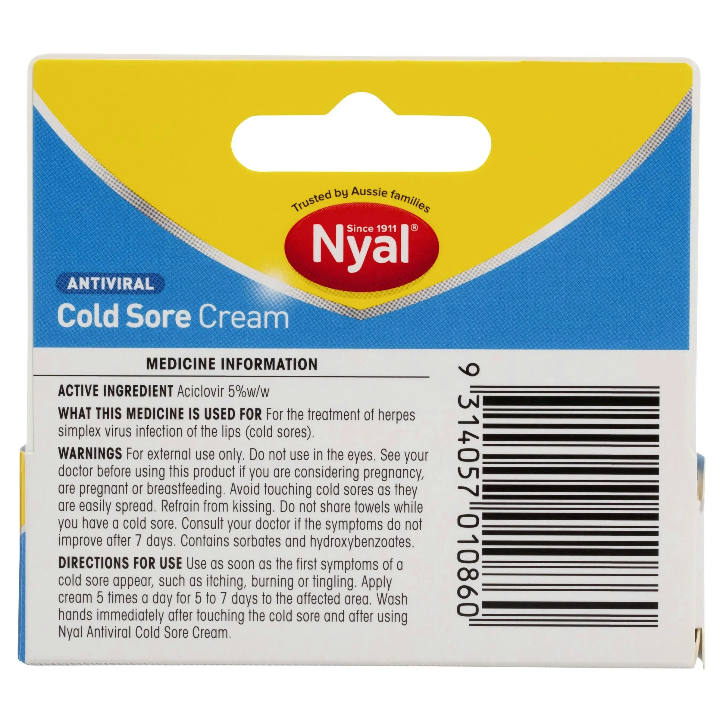 Nyal Antiviral Cold Sore Cream 5g