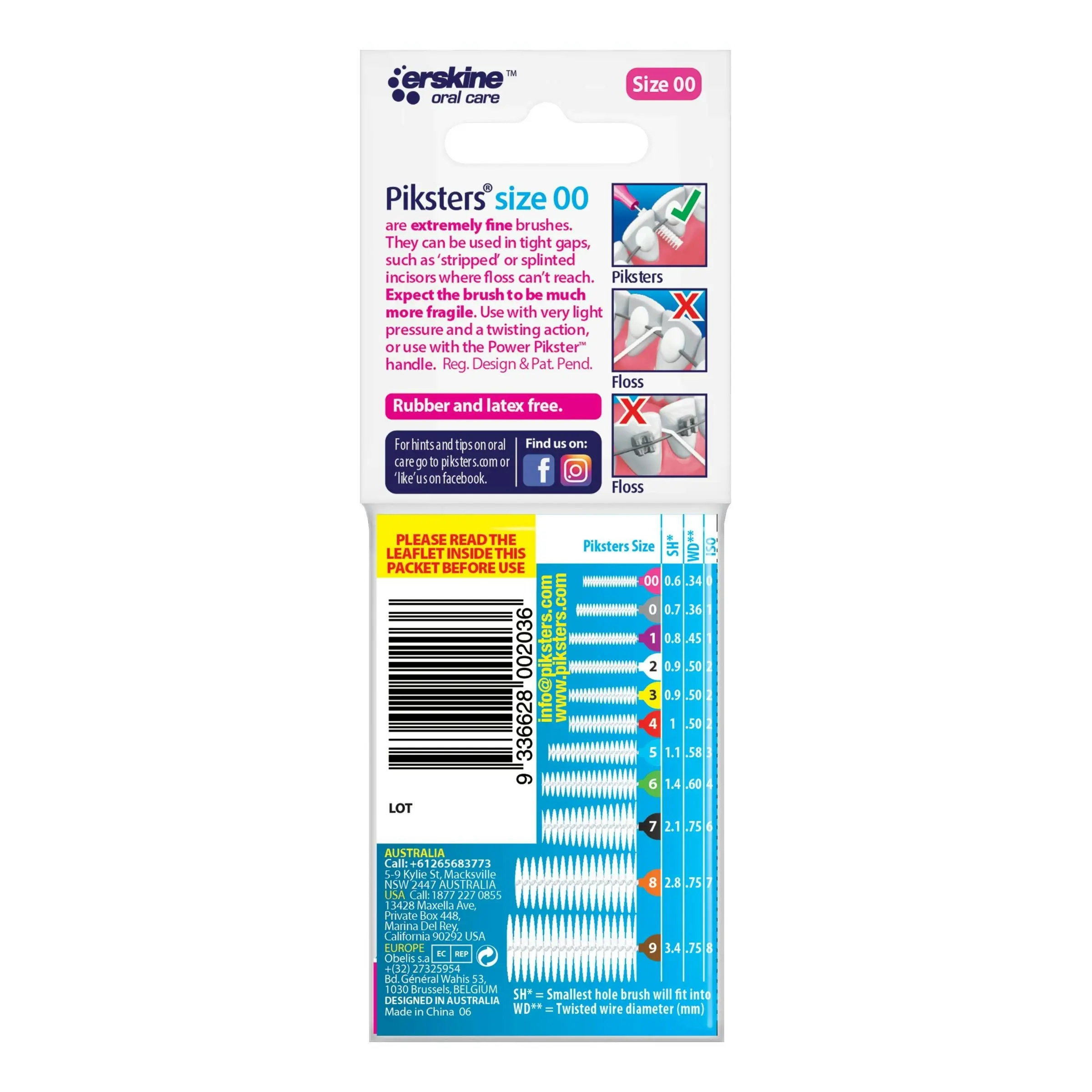 Piksters Interdental Brush Size 00 Pink 10 Pack