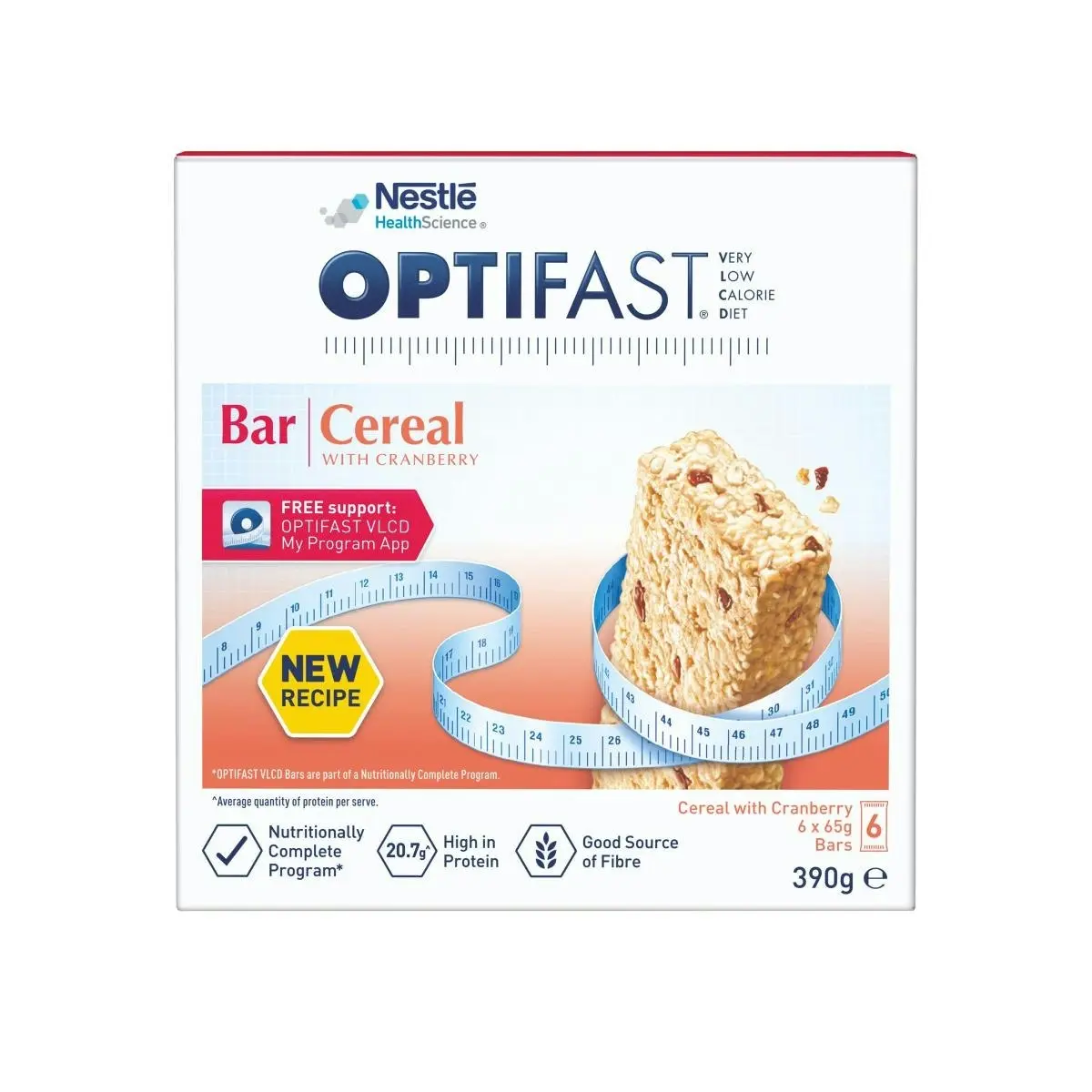 OPTIFAST VLCD Bar Cereal with Cranberry 6 Pack 390g