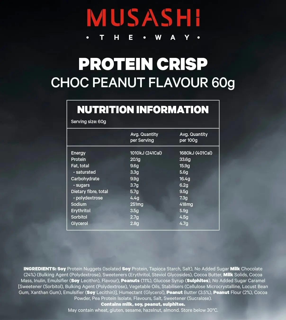 Musashi Protein Crisp Bar Choc Peanut 60g