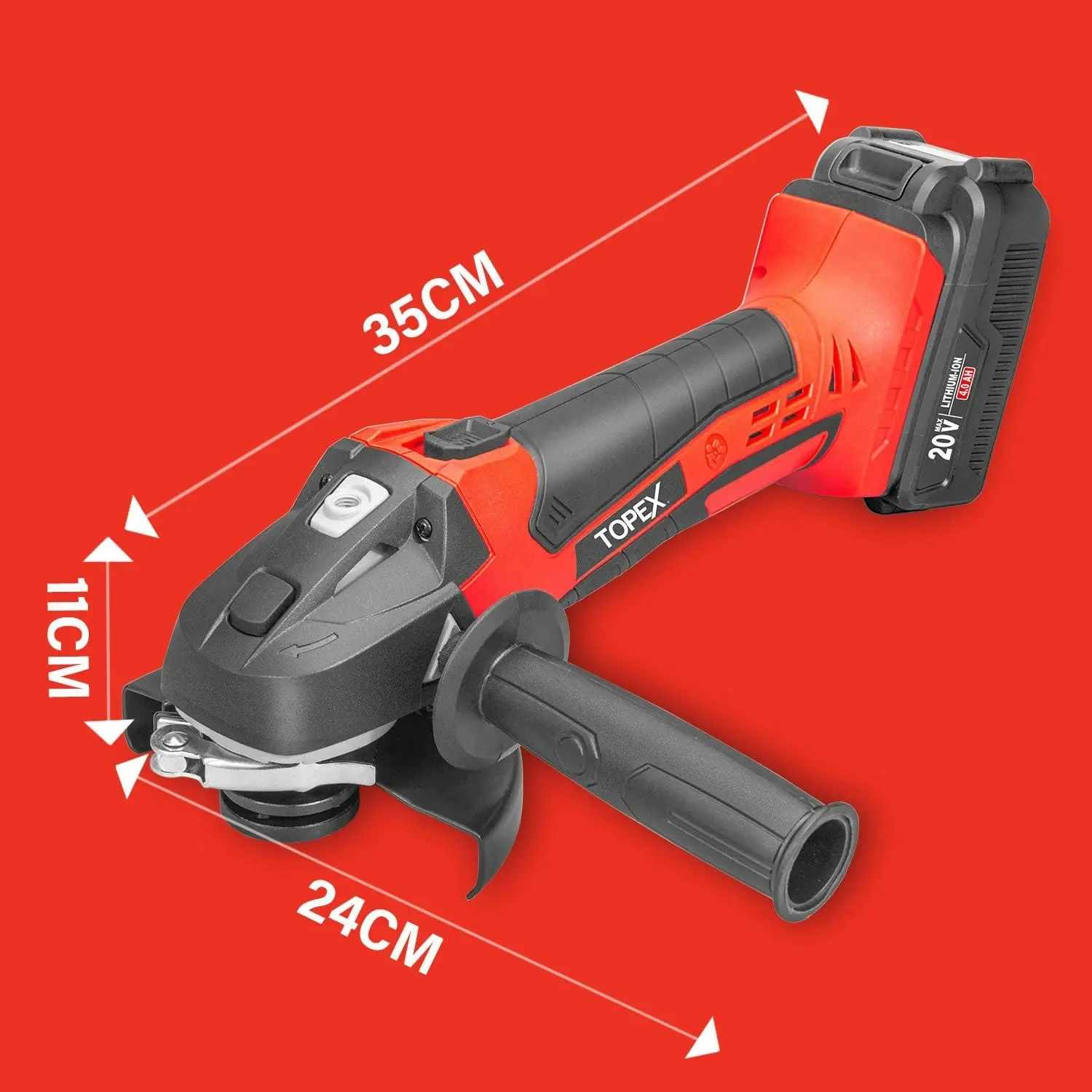 Topex 20V Cordless Angle Grinder 125mm Li-ion Grinding Cutting Power Tool w/ 25PCS Grinding Discs