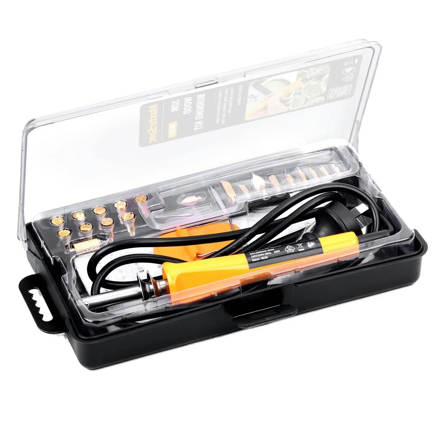 MasterSpec 37PC 30W Wood Burning Set Electric Soldering Iron Kit Iron Burner Hobby Kit