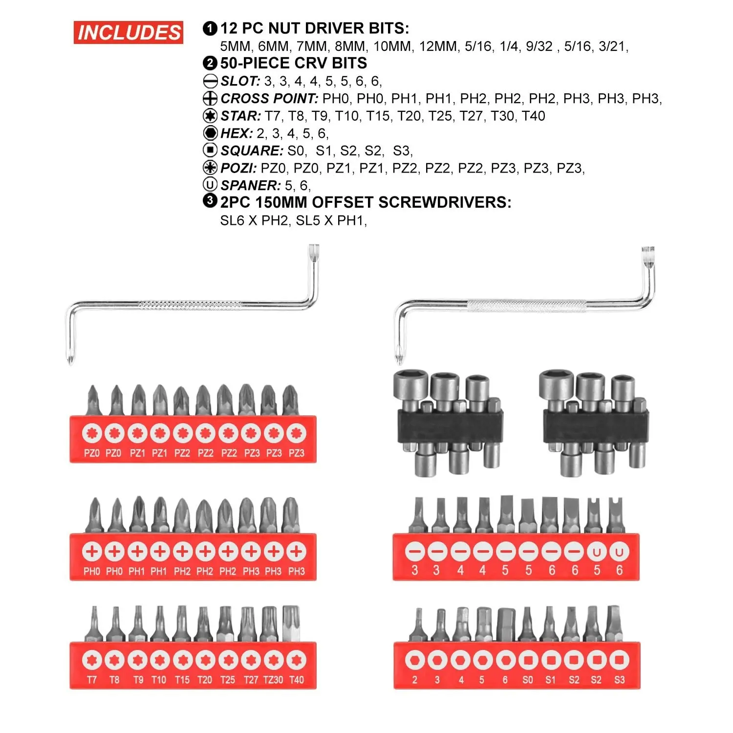 Topex 100 PCs Screwdriver Set Non-Slip Precision Screw Bits Sockets Kit w/ Oxford Bag