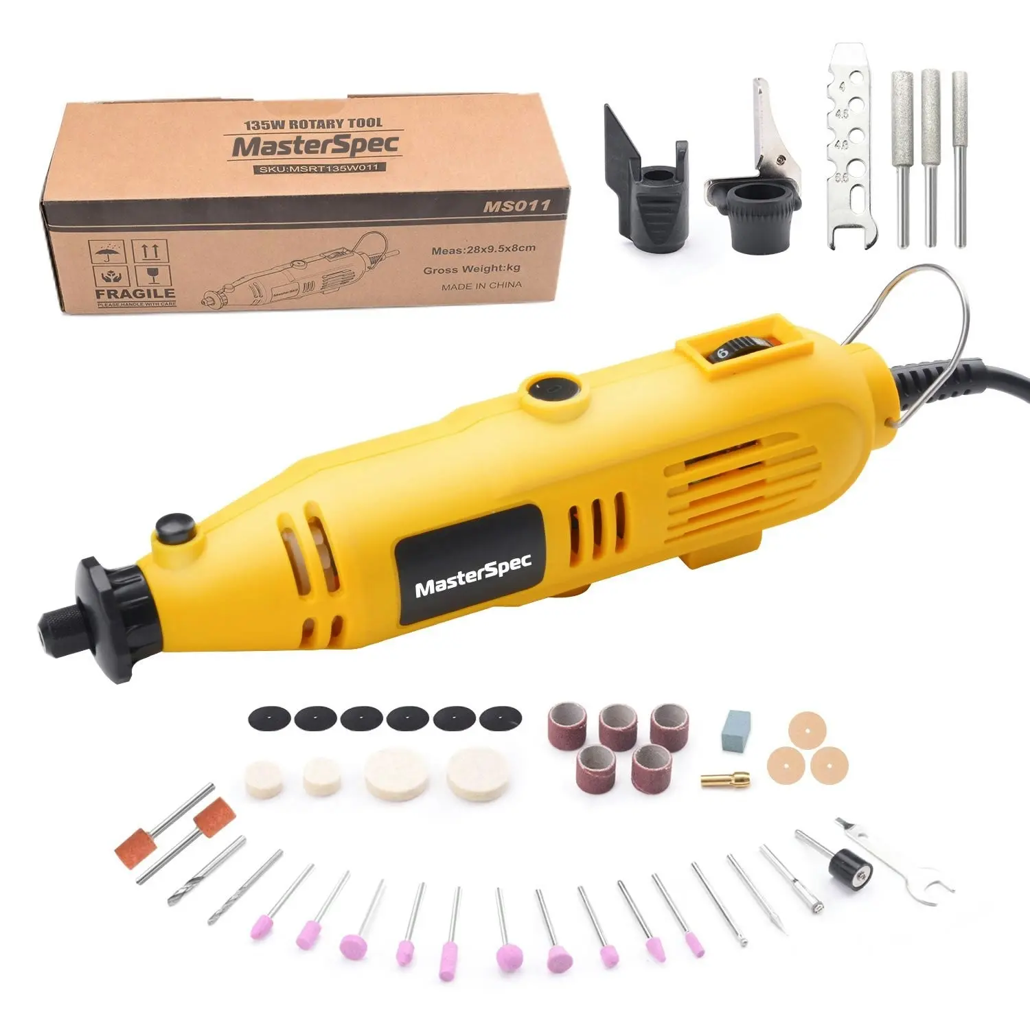 MasterSpec Rotary Tool Kit Grinder Polisher Knife Chainsaw Sharpener Multi Acces