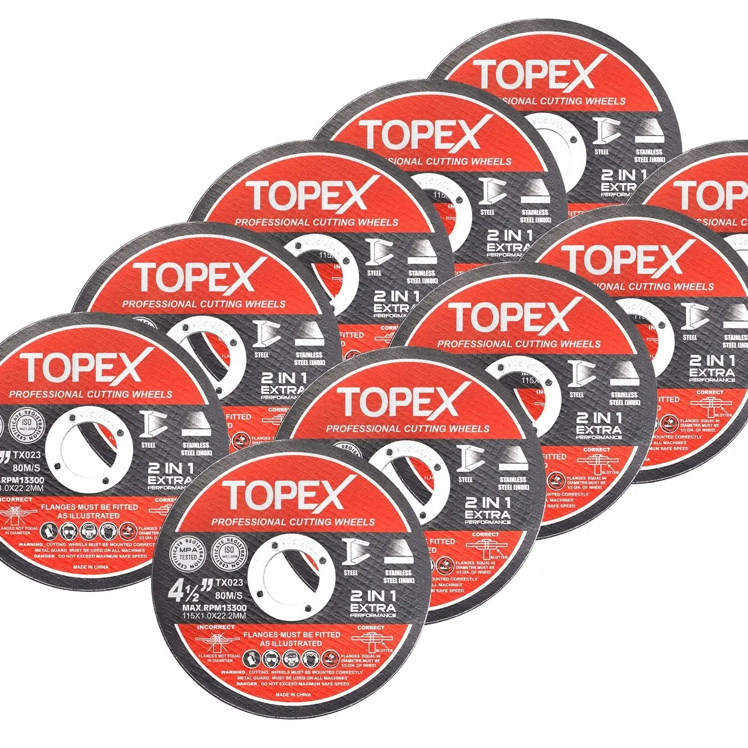 Topex 20PCs 115mm Cutting Wheel Flap Grinding Disc Wire Brush Diamond Turo Blades Kit