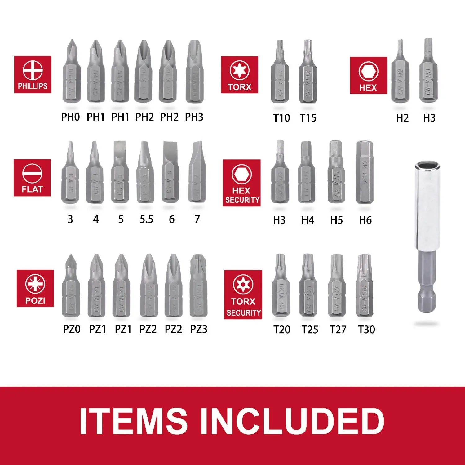 Topex 32-Piece CR-V Security Screwdriver Bit Set with Belt Clip Magnetic Driver Kit