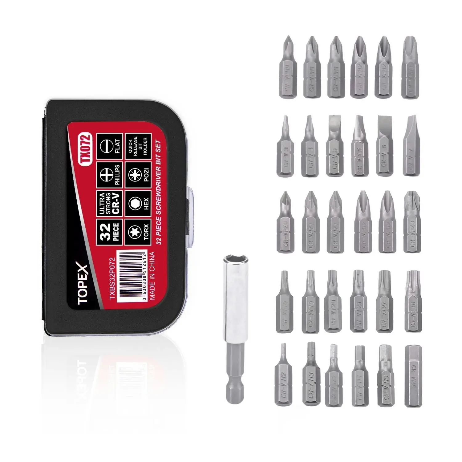 Topex 32-Piece CR-V Security Screwdriver Bit Set with Belt Clip Magnetic Driver Kit