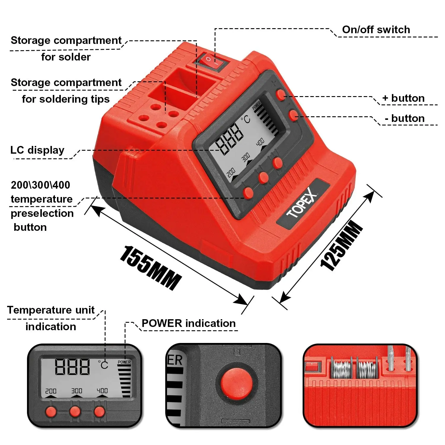 Topex 60W digital soldering Iron Station Solder Fast Heat Variable Temperature LED Display