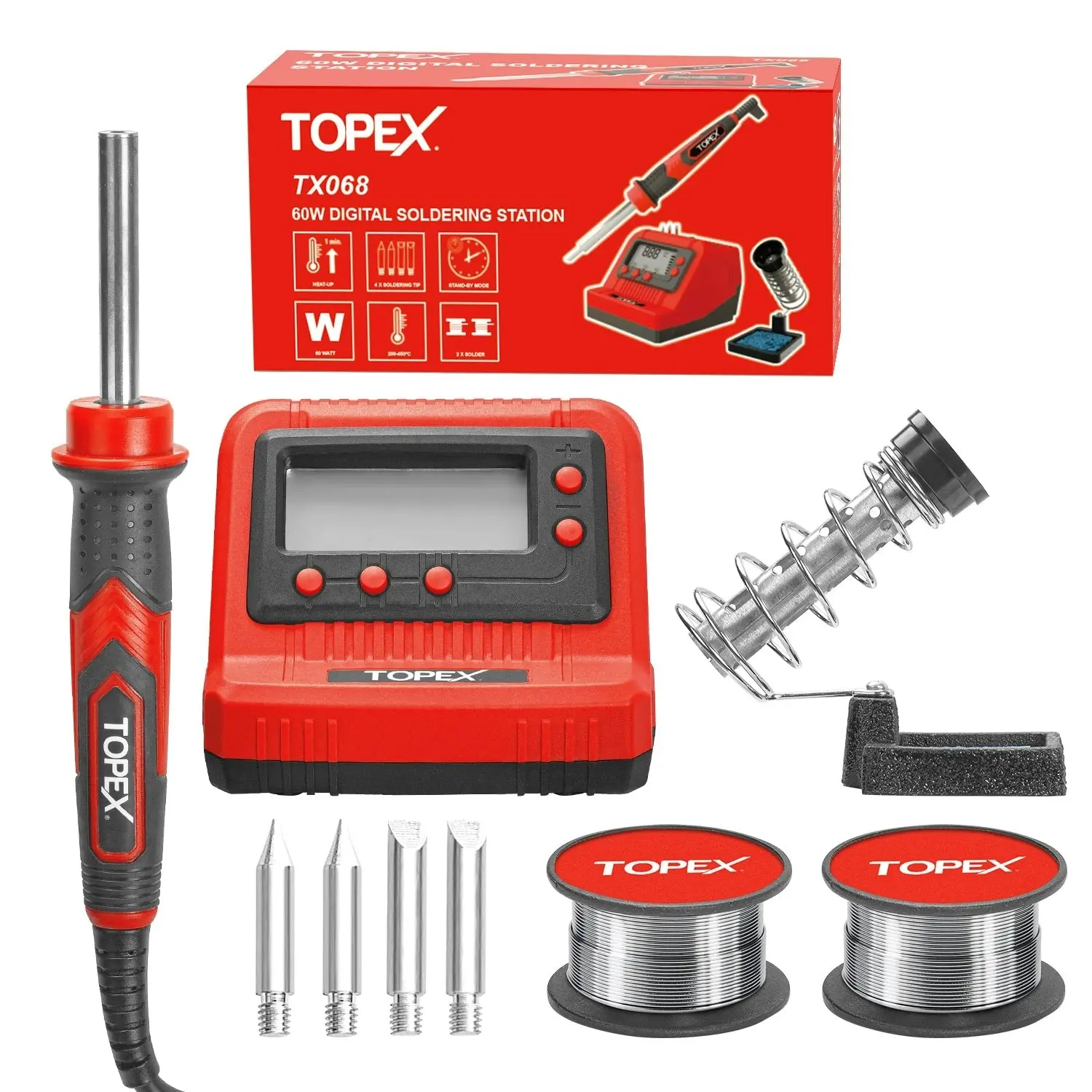 Topex 60W digital soldering Iron Station Solder Fast Heat Variable Temperature LED Display