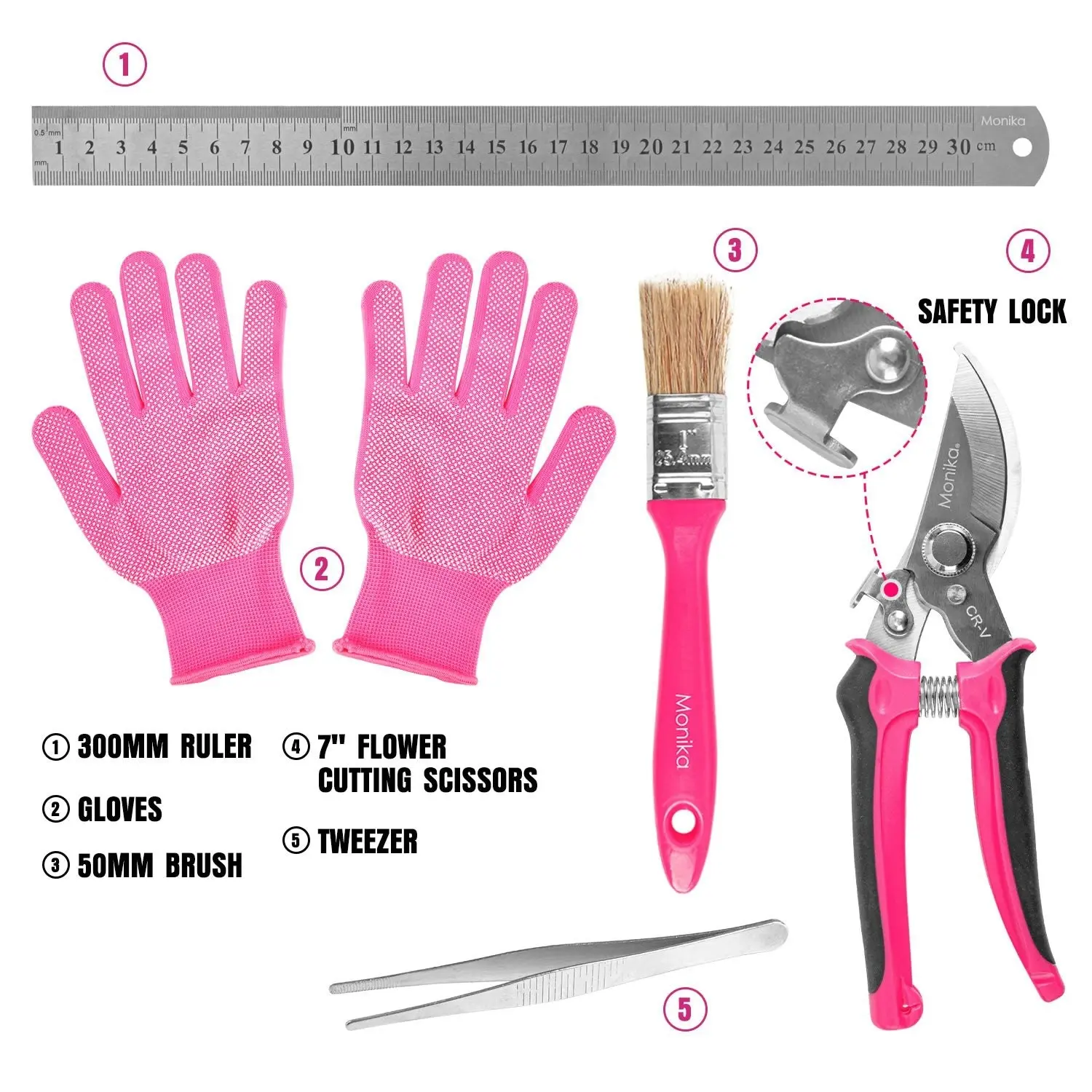 Monika 159PCS Pink Tool Kit Portable Household Tool Set Dual Temp Glue Gun Stick