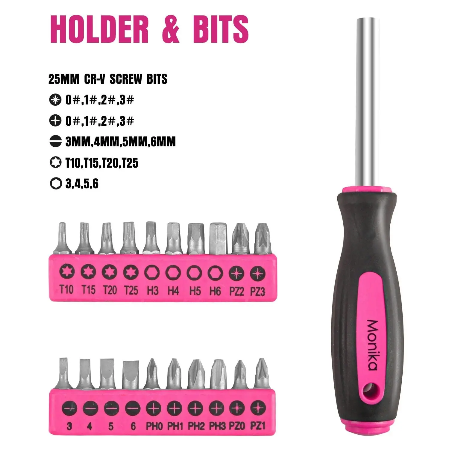 Monika 159PCS Pink Tool Kit Portable Household Tool Set Dual Temp Glue Gun Stick