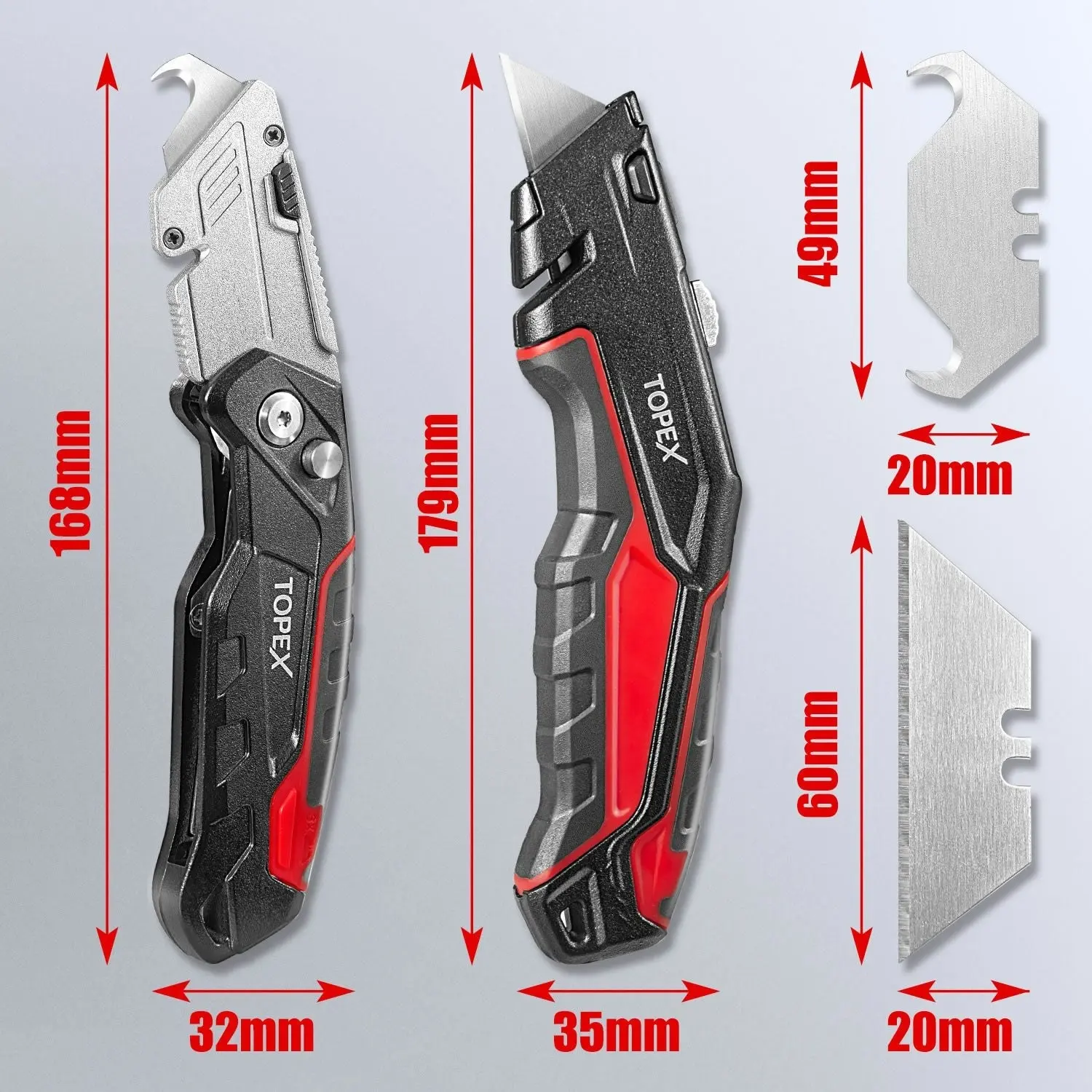 Topex Deluxe Folding Utility Knife 2 Piece Lock Back Auto Load Total 58 Blades