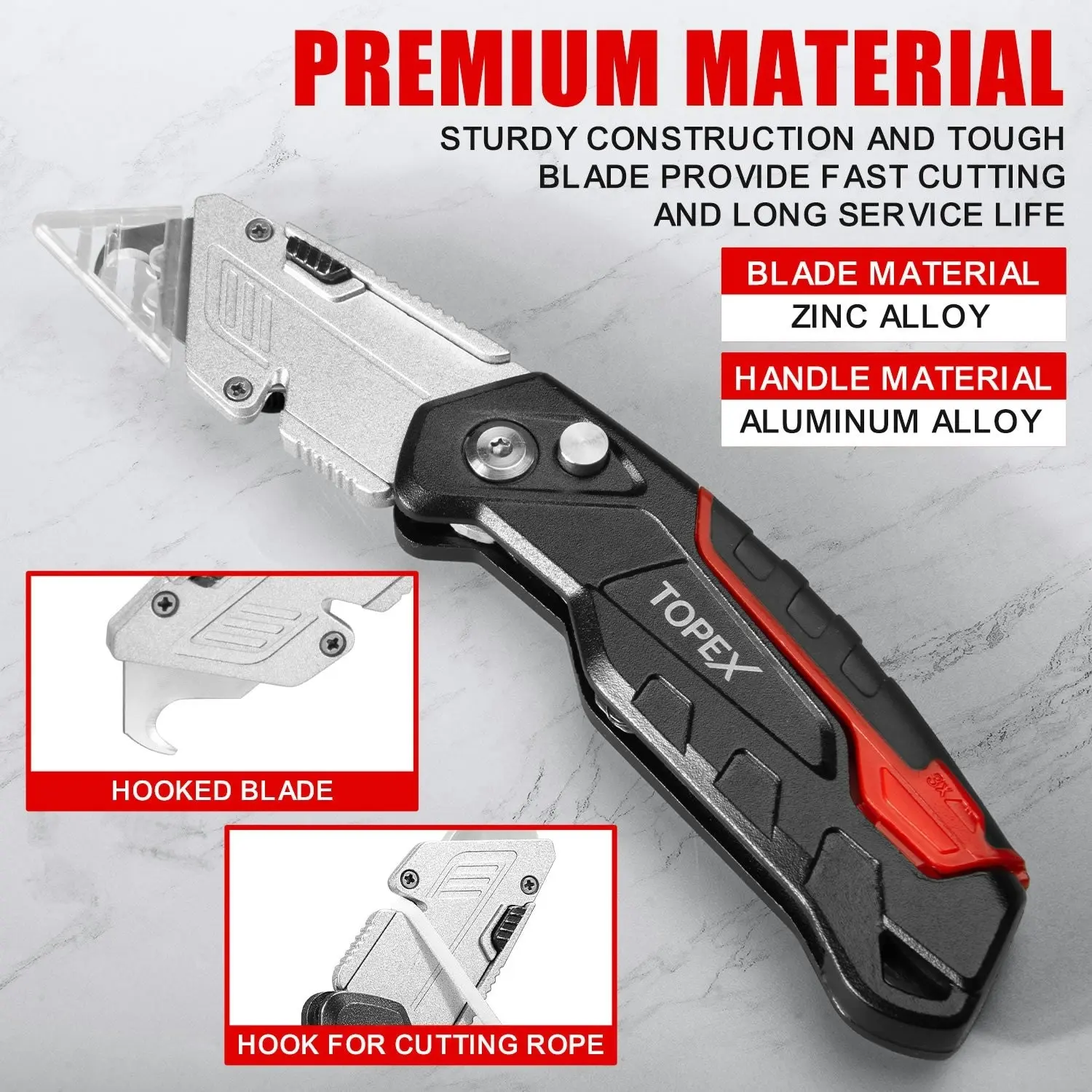 Topex Deluxe Folding Utility Knife 2 Piece Lock Back Auto Load Total 58 Blades