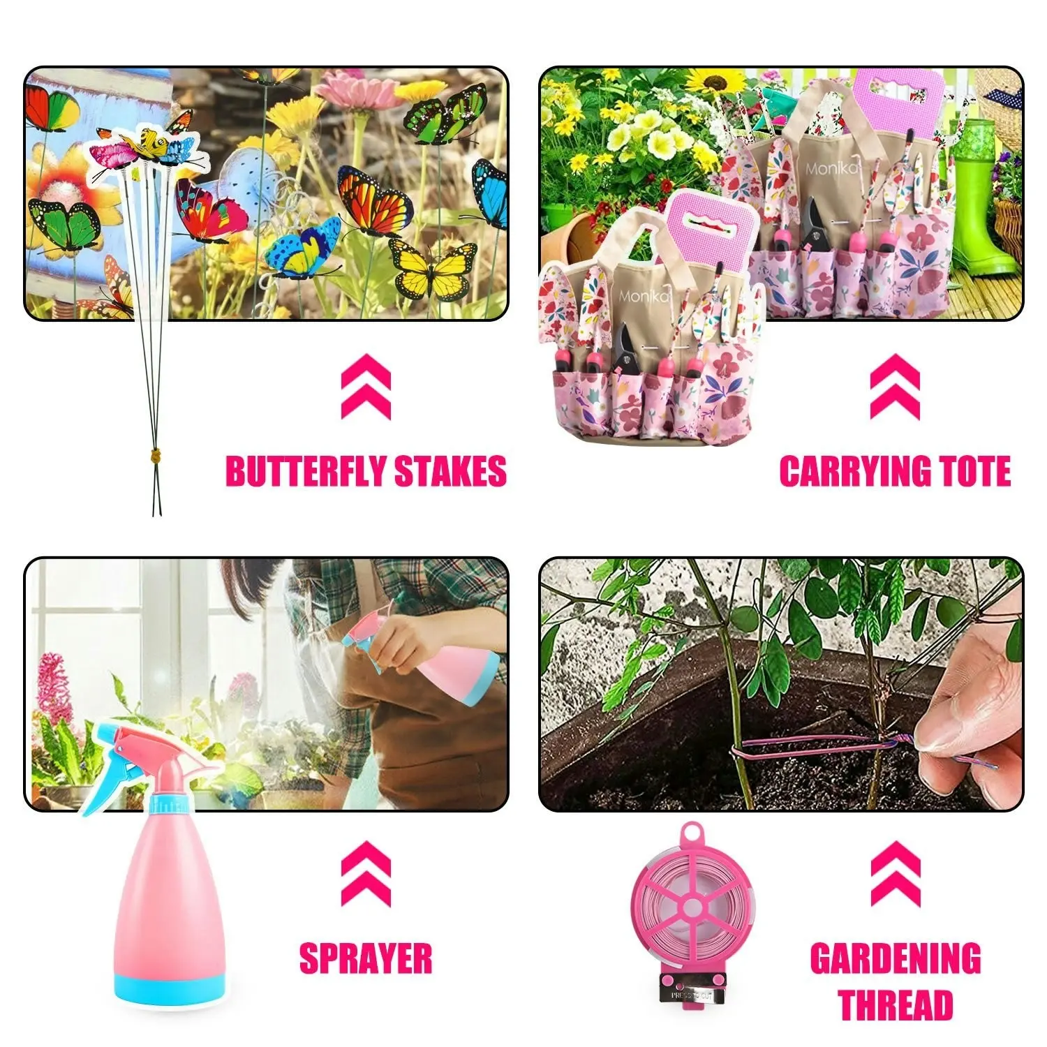 Monika Pink Tool Combo Portable Household Tool Set & Gardening Tool Kit