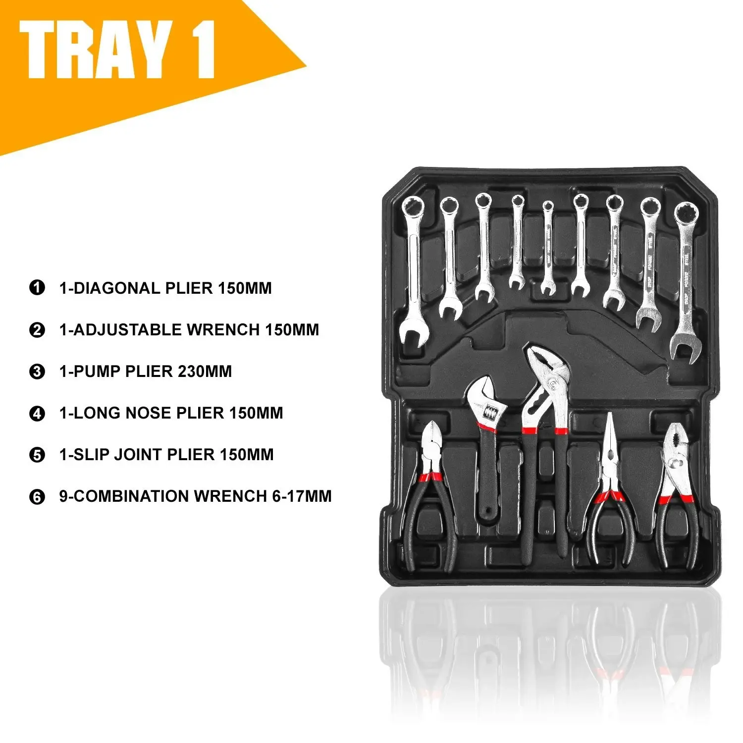 MasterSpec 1180pcs Professional Tool Set Aluminum Case Tool Kits w/ Rolling Tool Box