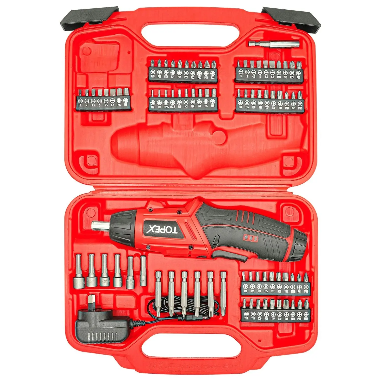 Topex 82 Piece Electric Screwdriver Set 4v Max Cordless Screwdriver Set CRV Screw Bits