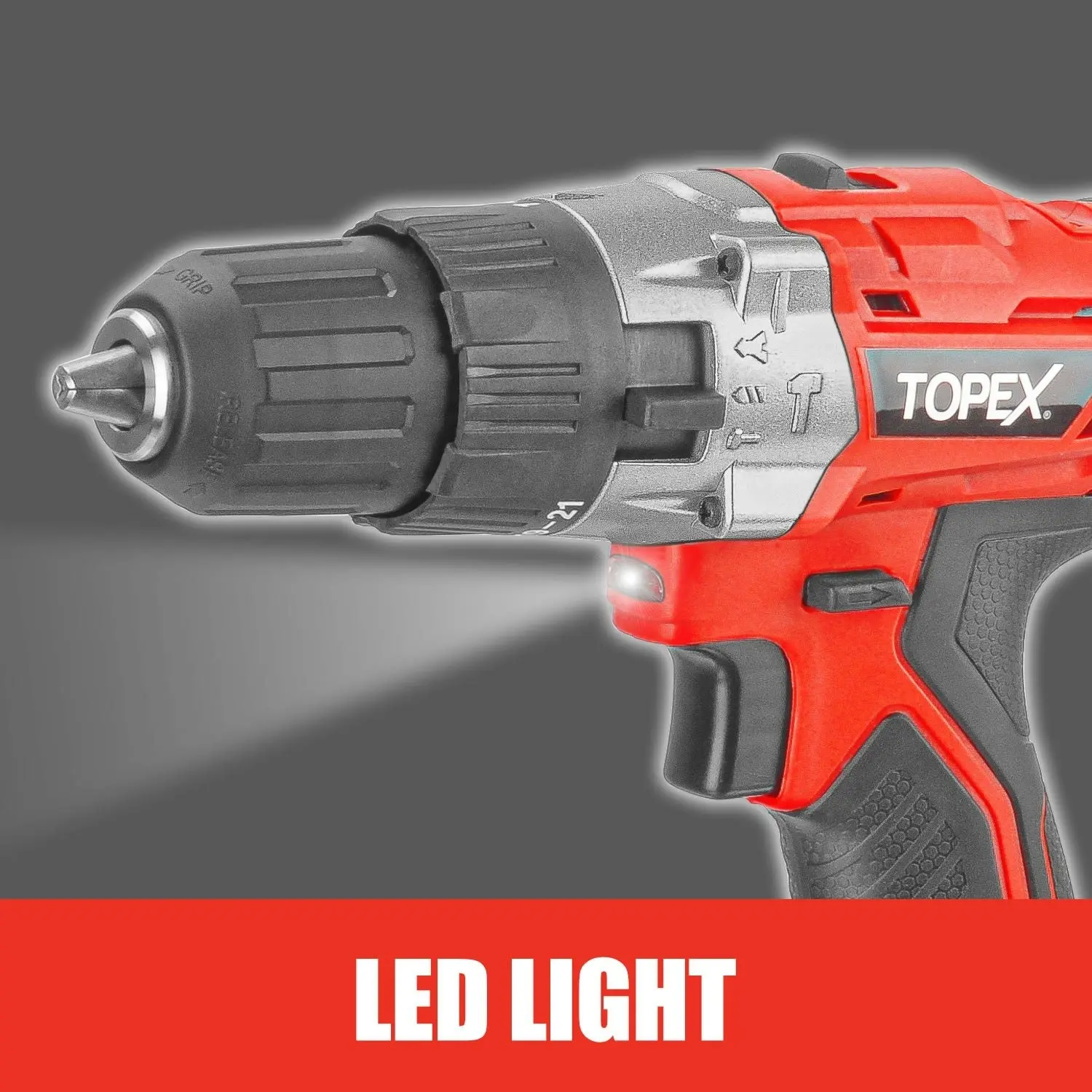 Topex 20V Max Cordless Hammer Drill w/ Li-Ion Battery & Drill Bit Set