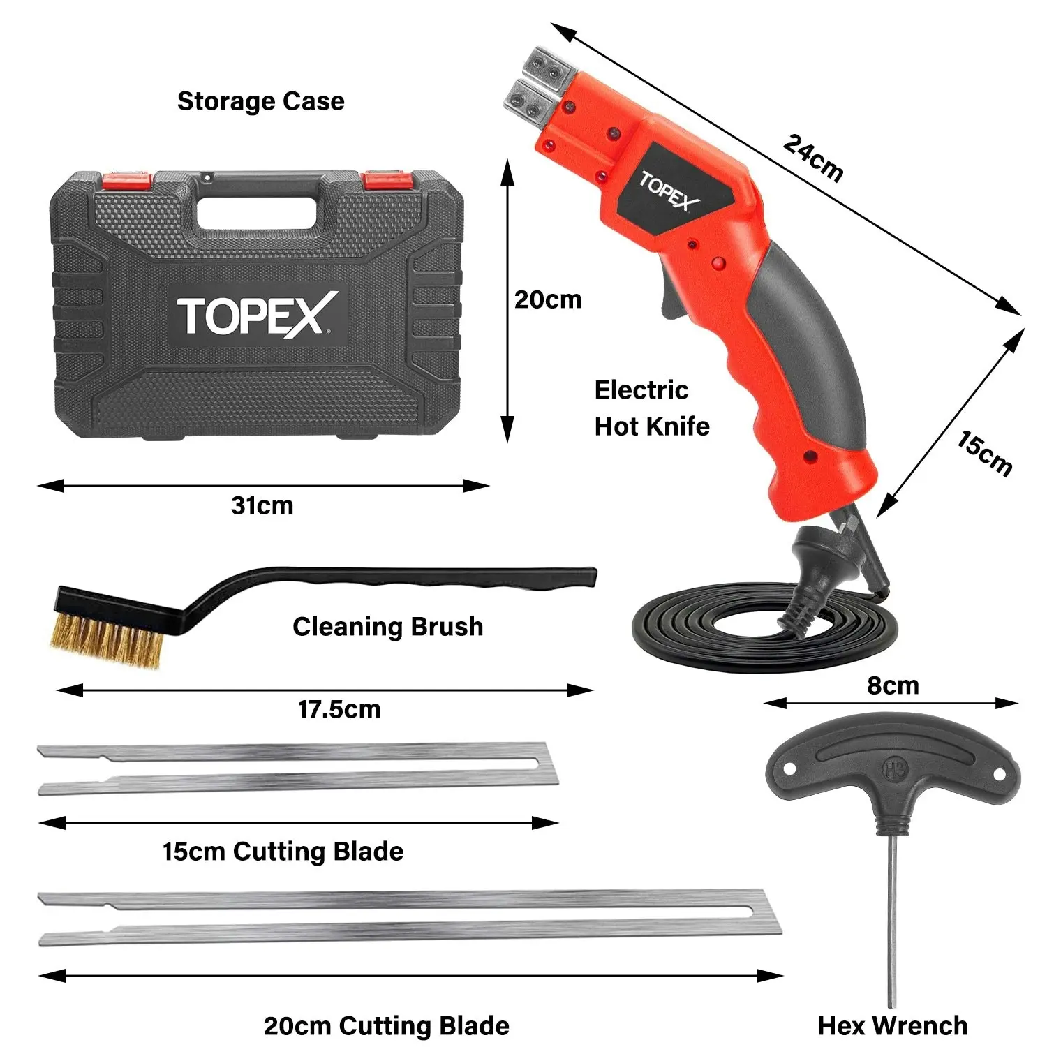 Topex 150W Electric Hot Knife Heavy Duty Foam Cutter Styrofoam Foam Cutting Machine w/ Blade