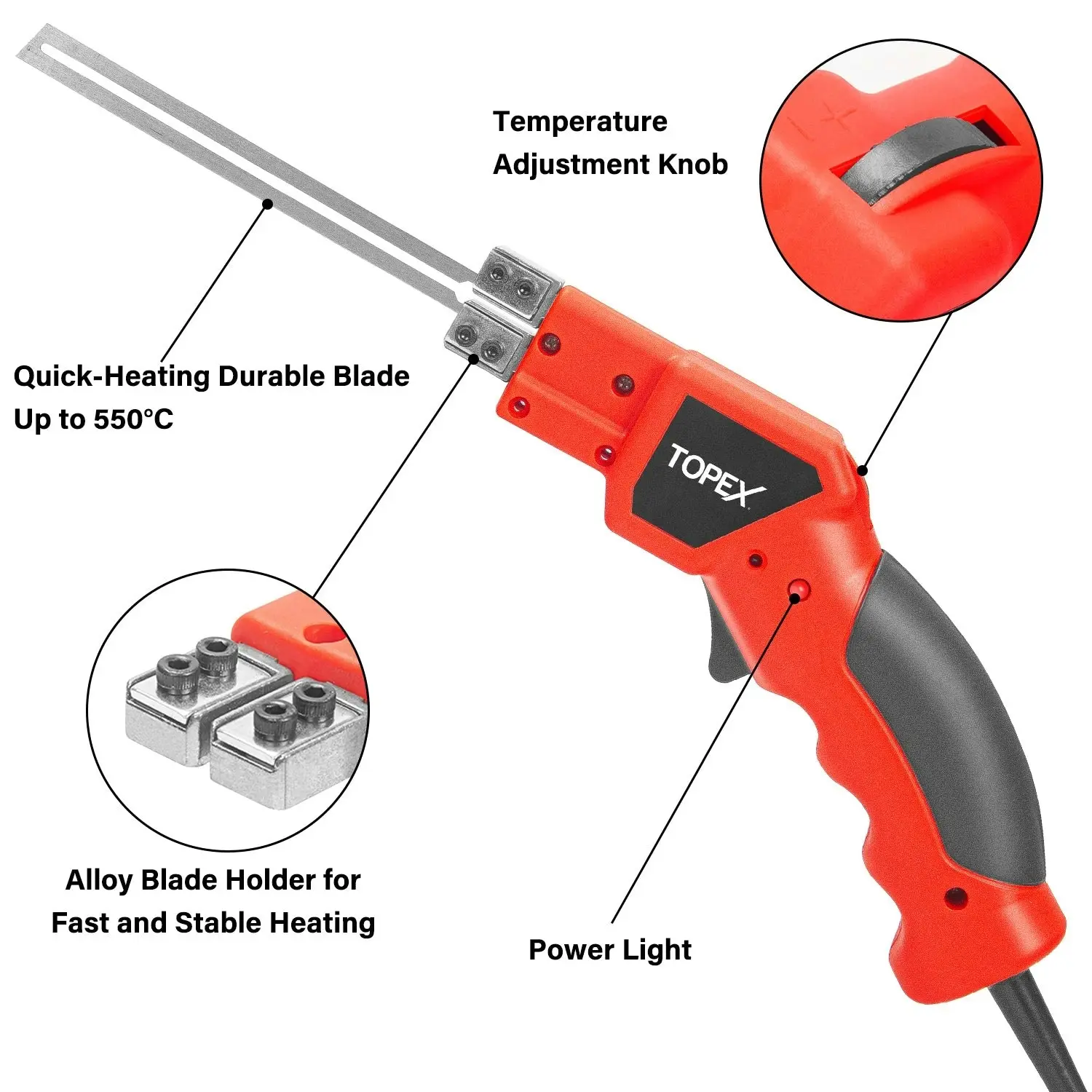 Topex 150W Electric Hot Knife Heavy Duty Foam Cutter Styrofoam Foam Cutting Machine w/ Blade