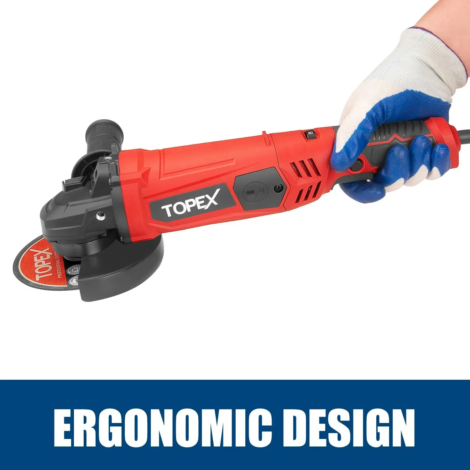 Topex 1200W Angle Grinder Heavy Duty 125mm 5" Angle Grinder w/ Cutting Disc