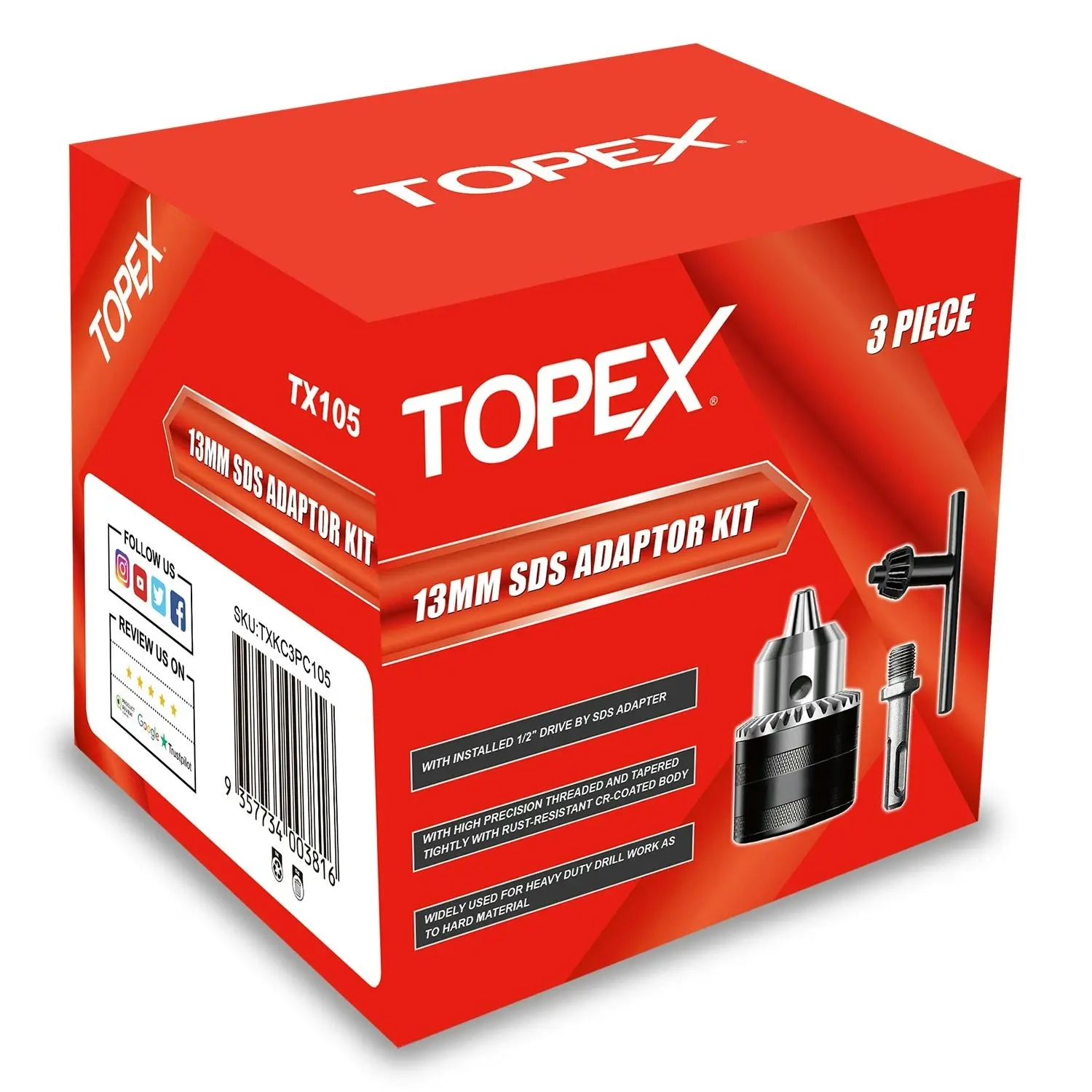 Topex 13mm SDS Plus Chuck Adapter