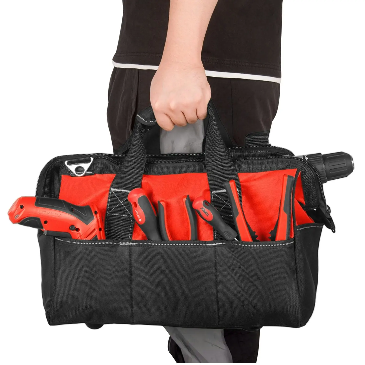 Topex 16-inch Tool Bag Multi-pocket Tool Organizer with Adjustable Shoulder Strap