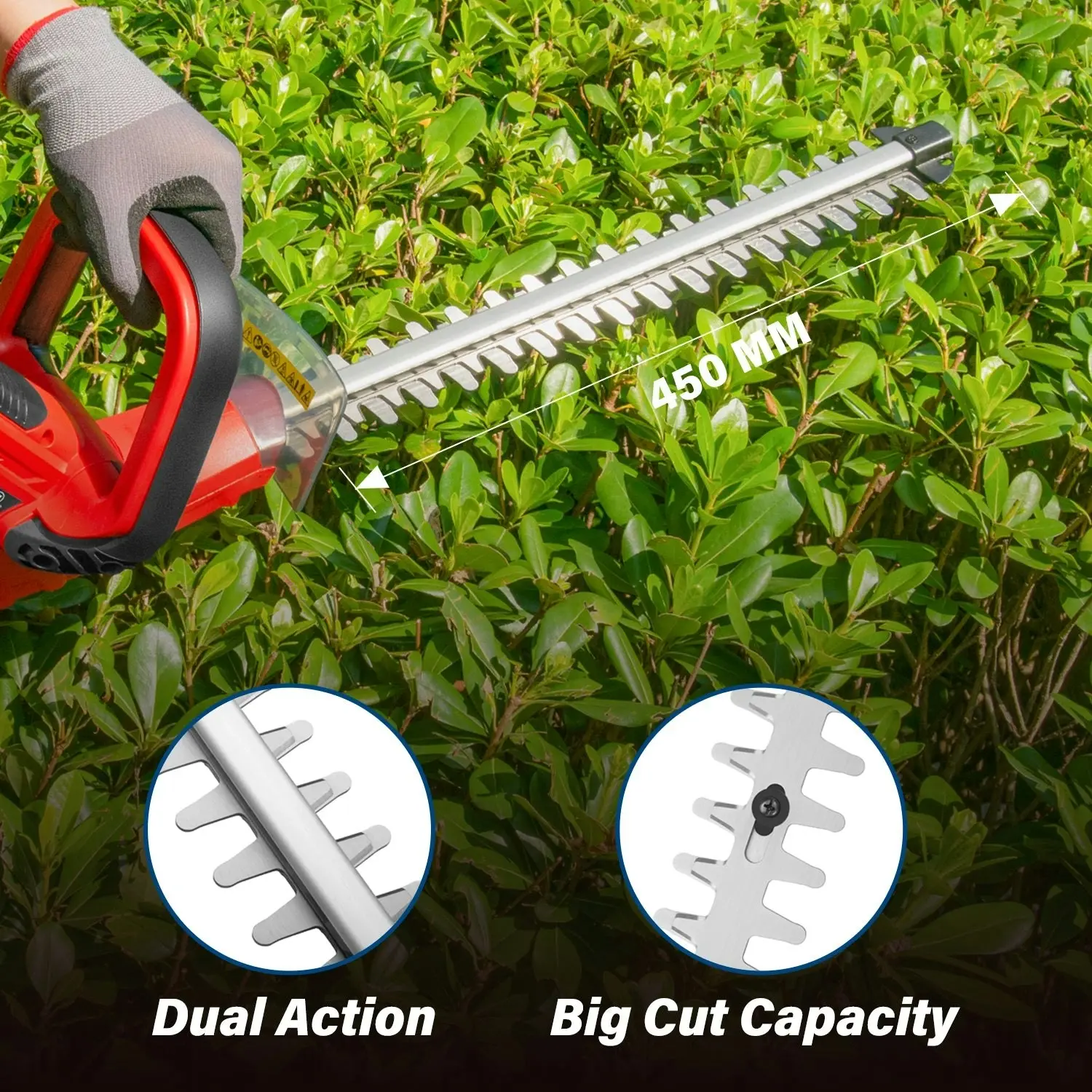 Topex 20V Cordless Hedge Trimmer for Shrub, Cutting, Trimming, Pruning