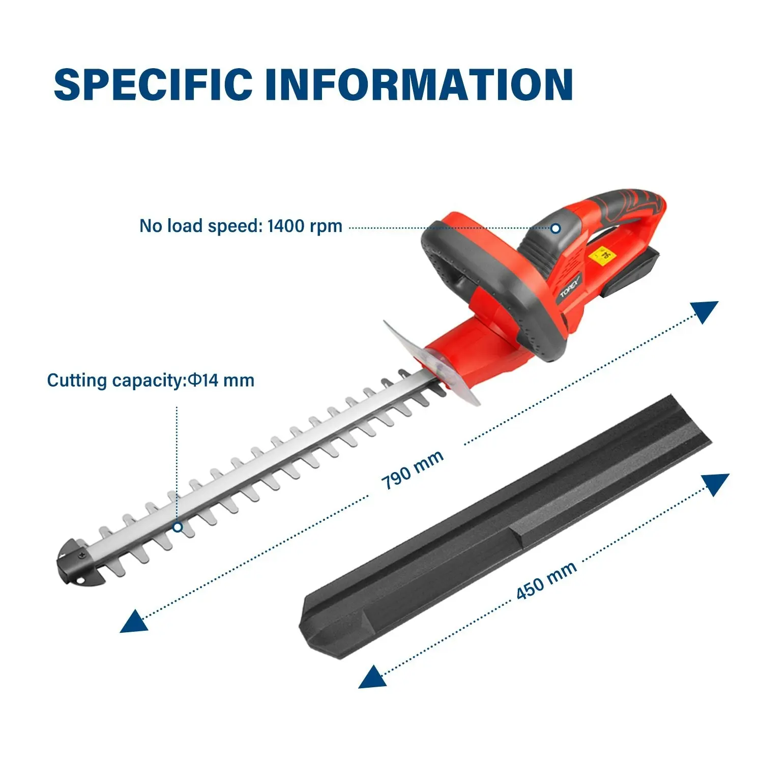 Topex 20V Cordless Hedge Trimmer for Shrub, Cutting, Trimming, Pruning Skin Only without Battery