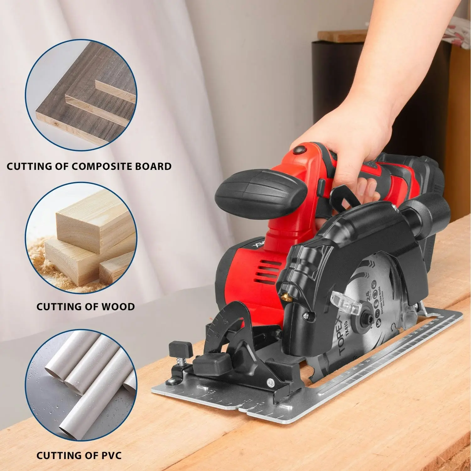 Topex 20V Circular Saw, with 4.0Ah Battery & Charger, 4,300RPM, 0°- 45° Bevel Cutting