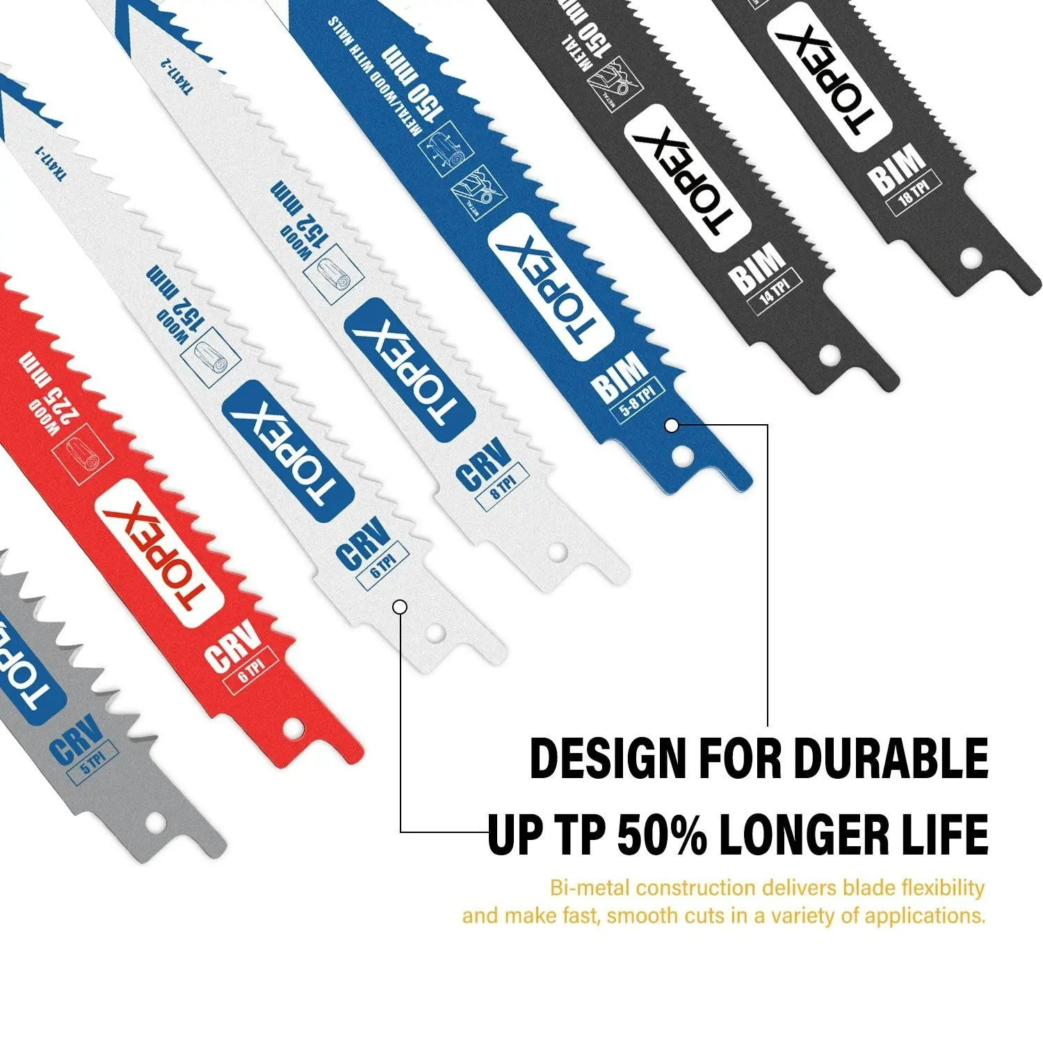 Topex 34 Piece Reciprocating Saw Blades, Premium Sawzall Blades for Metal and Wood cutting