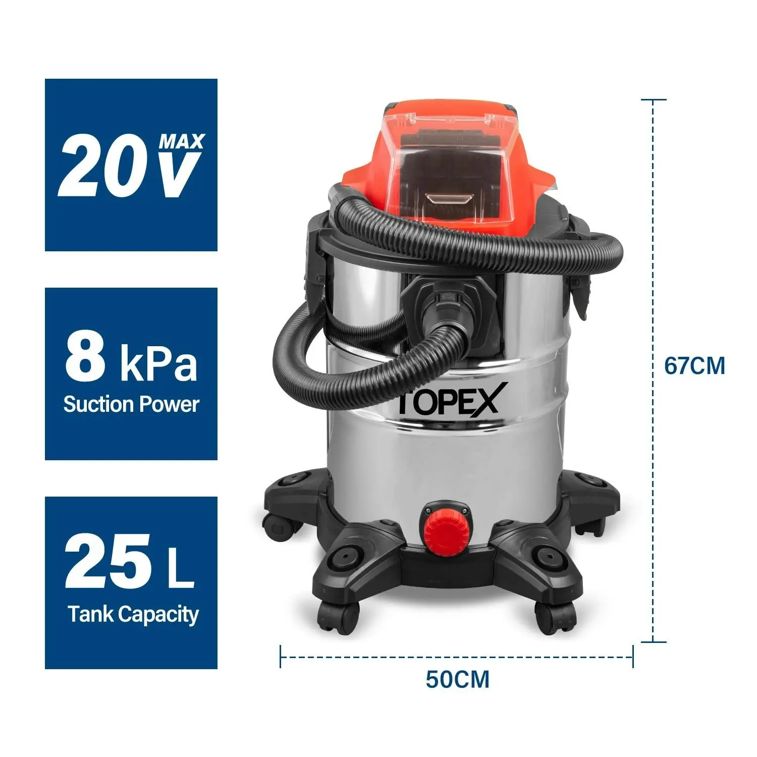 Topex 20V 25L Wet & Dry Vacuum Cleaner & Blower Skin Only without Battery