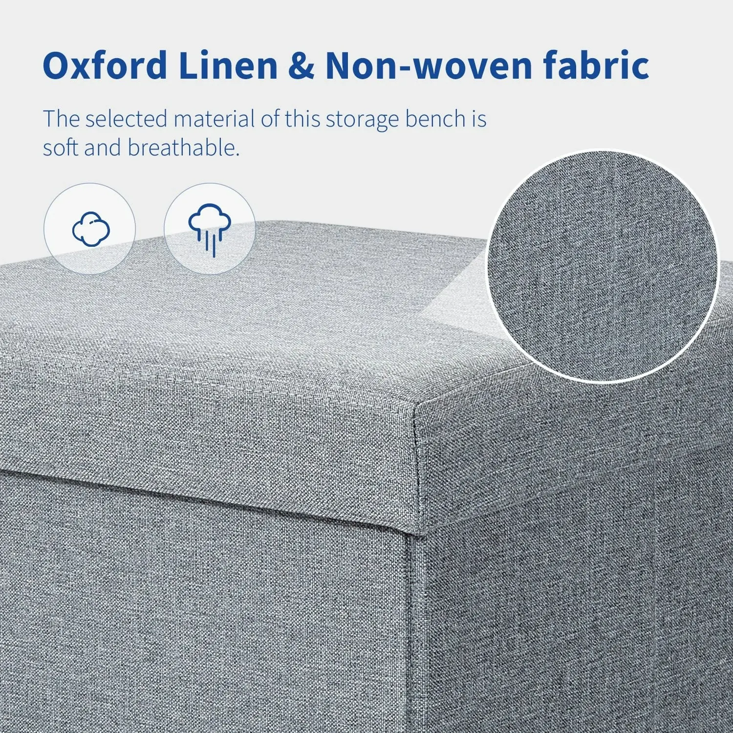 Stelive Folding Ottoman Storage Cube Footstool With Drawer Stool Blanket Box Oxford Linen 40x40x40cm