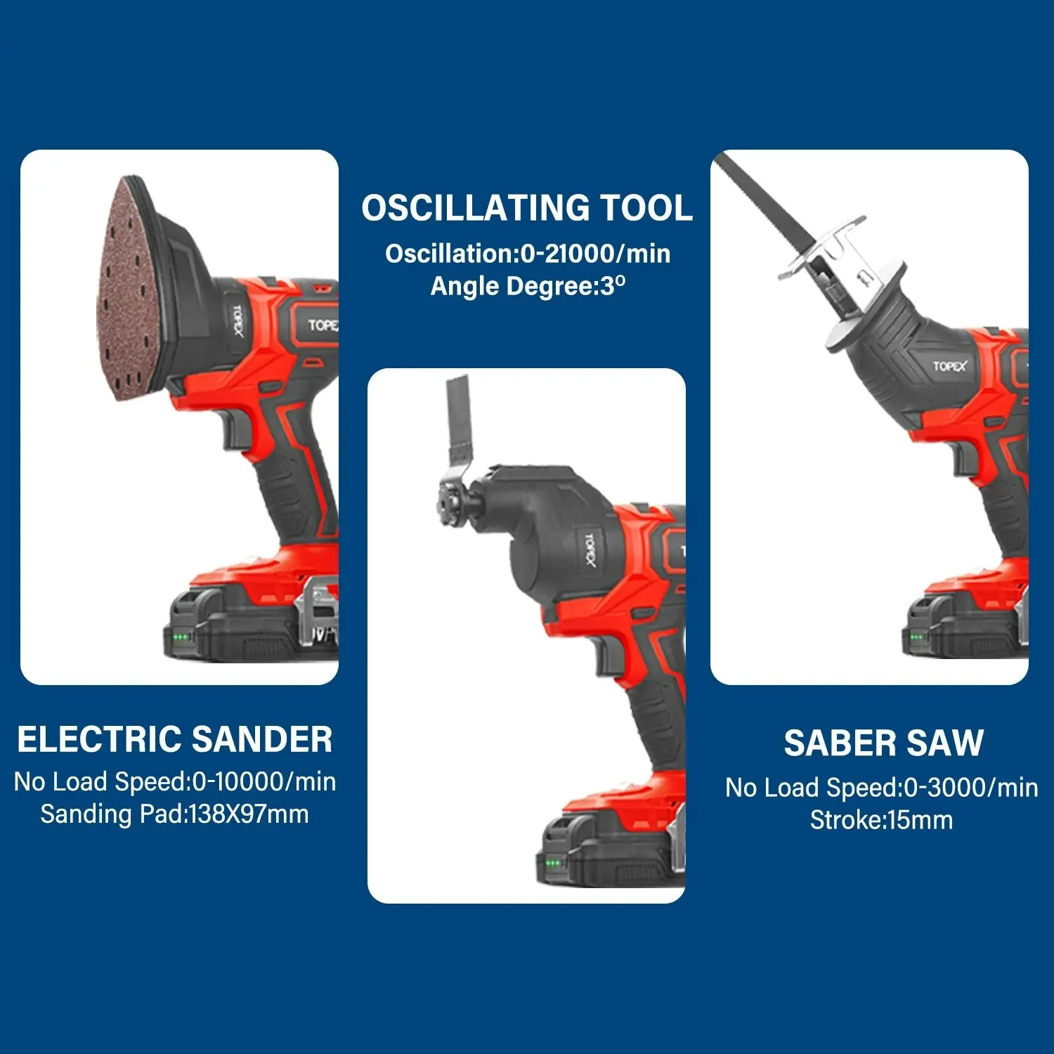 Topex 20V 4IN1 Multi-Tool Combo Kit Cordless Drill Sander Reciprocating Saw Oscillating Tool