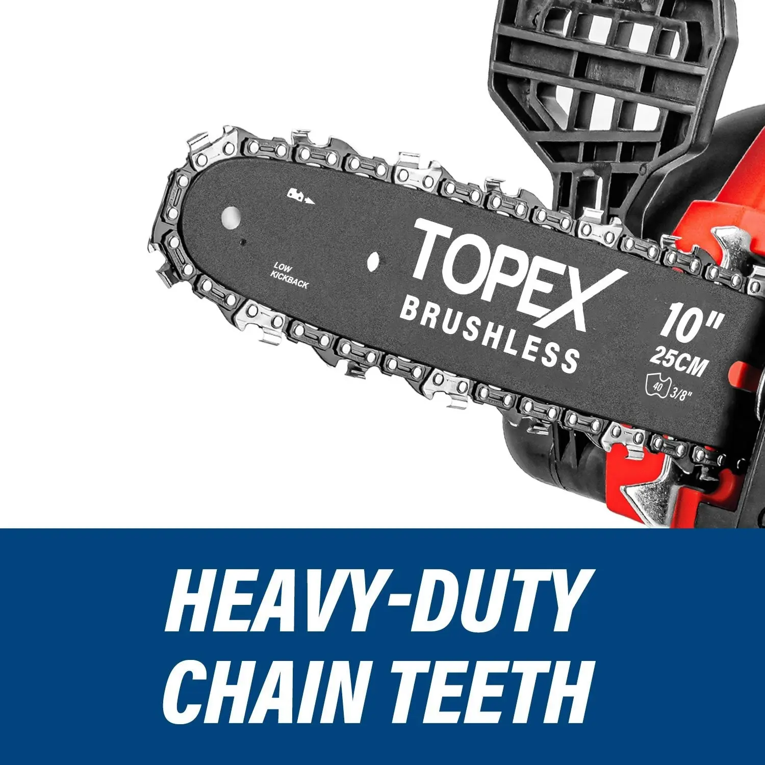 Topex Cordless Brushless Chainsaw Electric Saw w/ 20V 4.0AH Battery Fast Charger