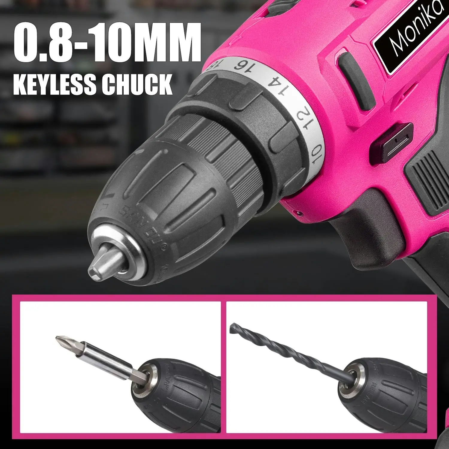 Monika 12V Pink Lithium Cordless Drill