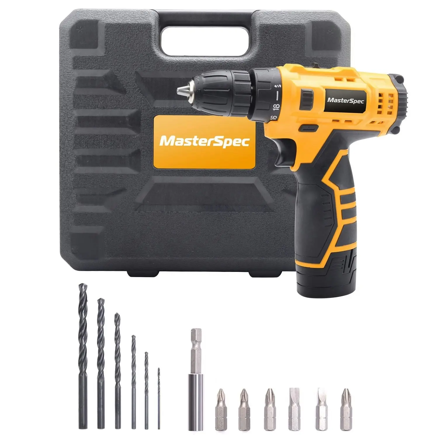 MasterSpec 12V Cordless Drill Driver Screwdriver Accessories W/Battery Charger