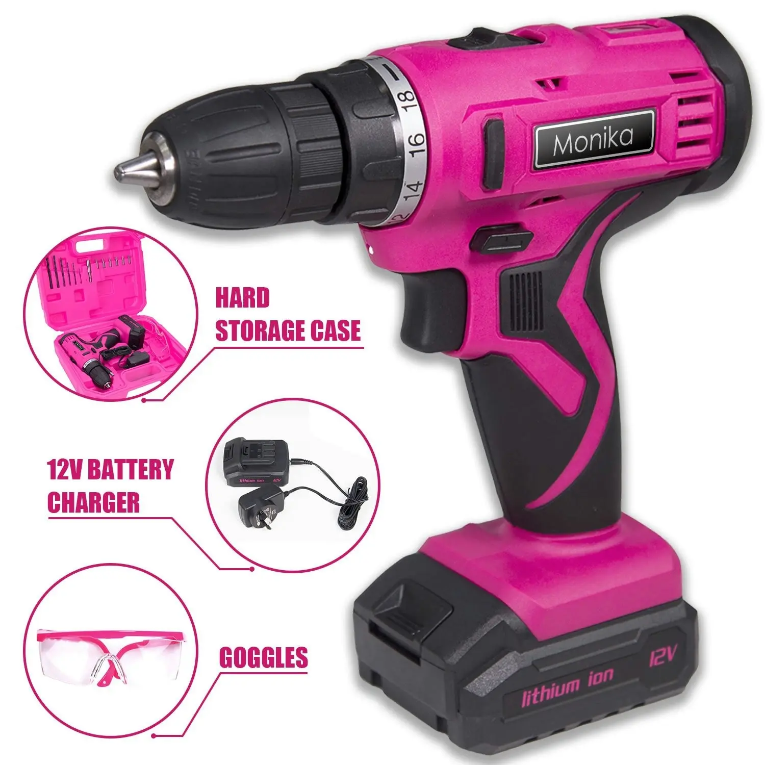 Monika Pink Tool Combo Cordless Drill Driver Electric Cutter Bottle Opener Screwdriver