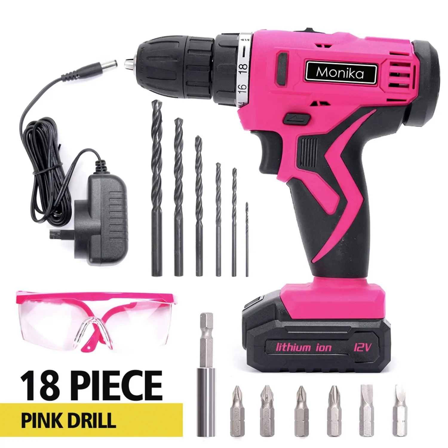 Monika Pink Tool Combo Cordless Drill Driver Electric Cutter Bottle Opener Screwdriver