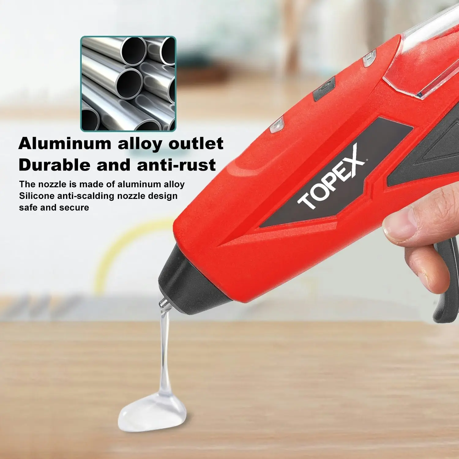 Topex 4V Cordless Hot Glue Gun w/ 15Pcs Premium Glue Sticks