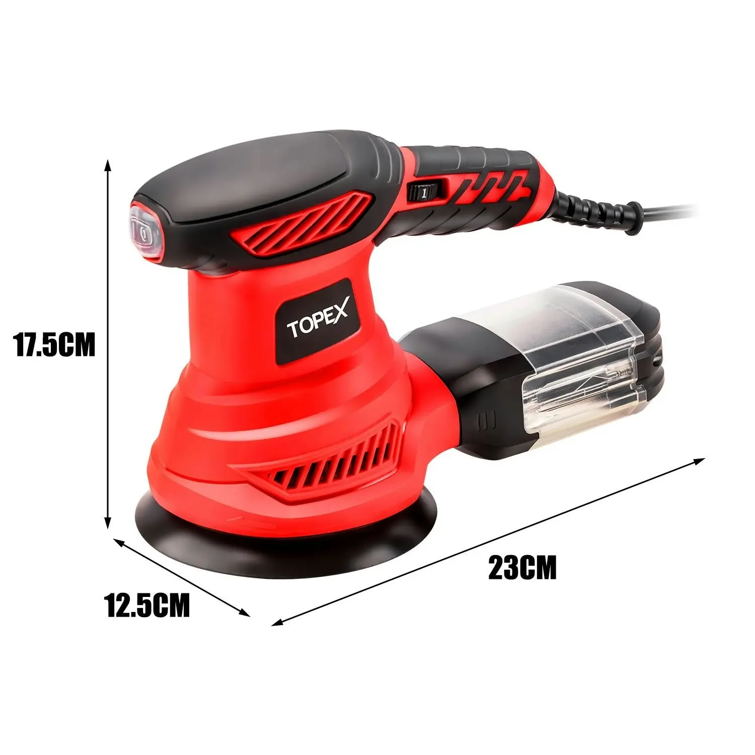 Topex 300W Random Orbital Sander Polisher Variable Speed +15pcs Sand Papers