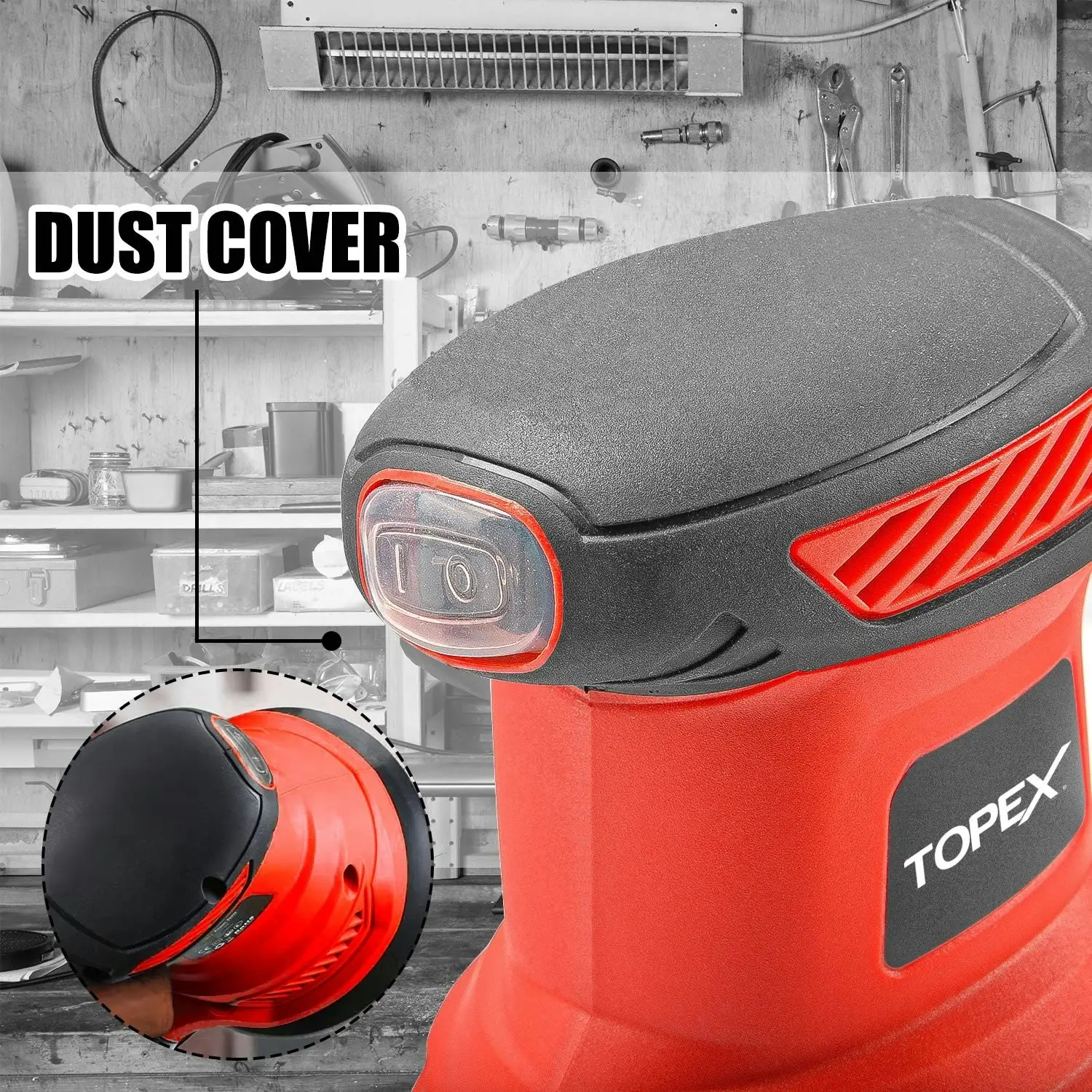 Topex 300W Random Orbital Sander Polisher Variable Speed +15pcs Sand Papers