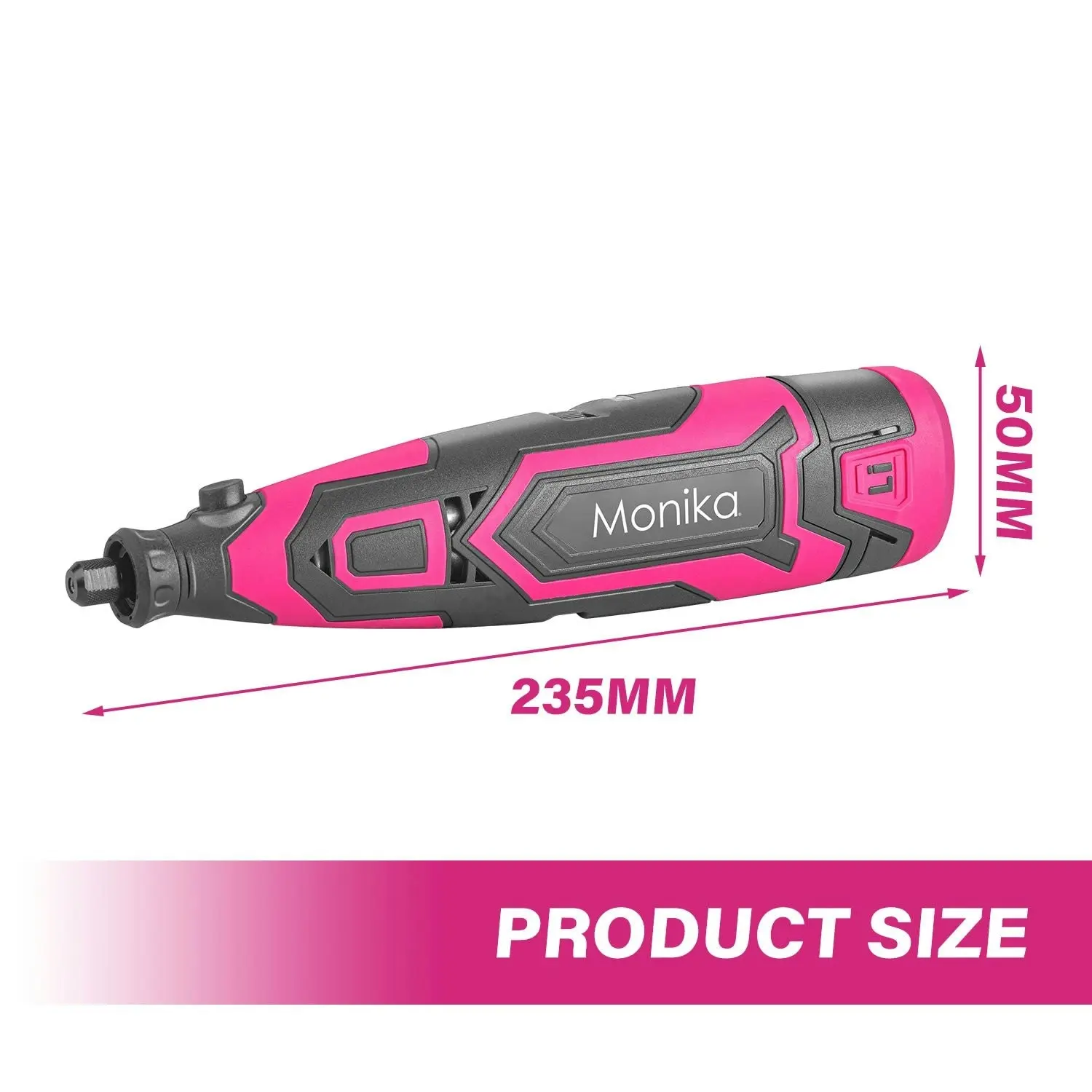 Monika 12V Cordless Rotary Tool Pink Variable Speed Engraver Grinder Multi Accessories