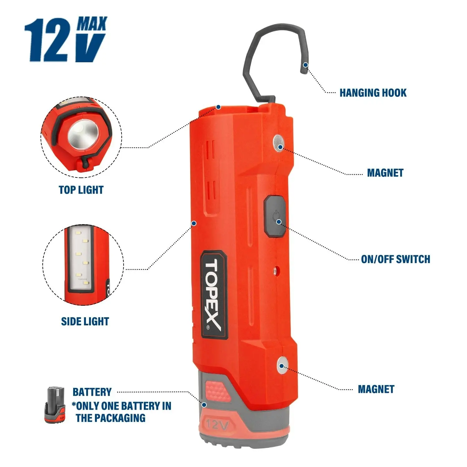 Topex 12V Cordless Circular Saw Lithium-Ion LED Torch w/ Battery & Charger